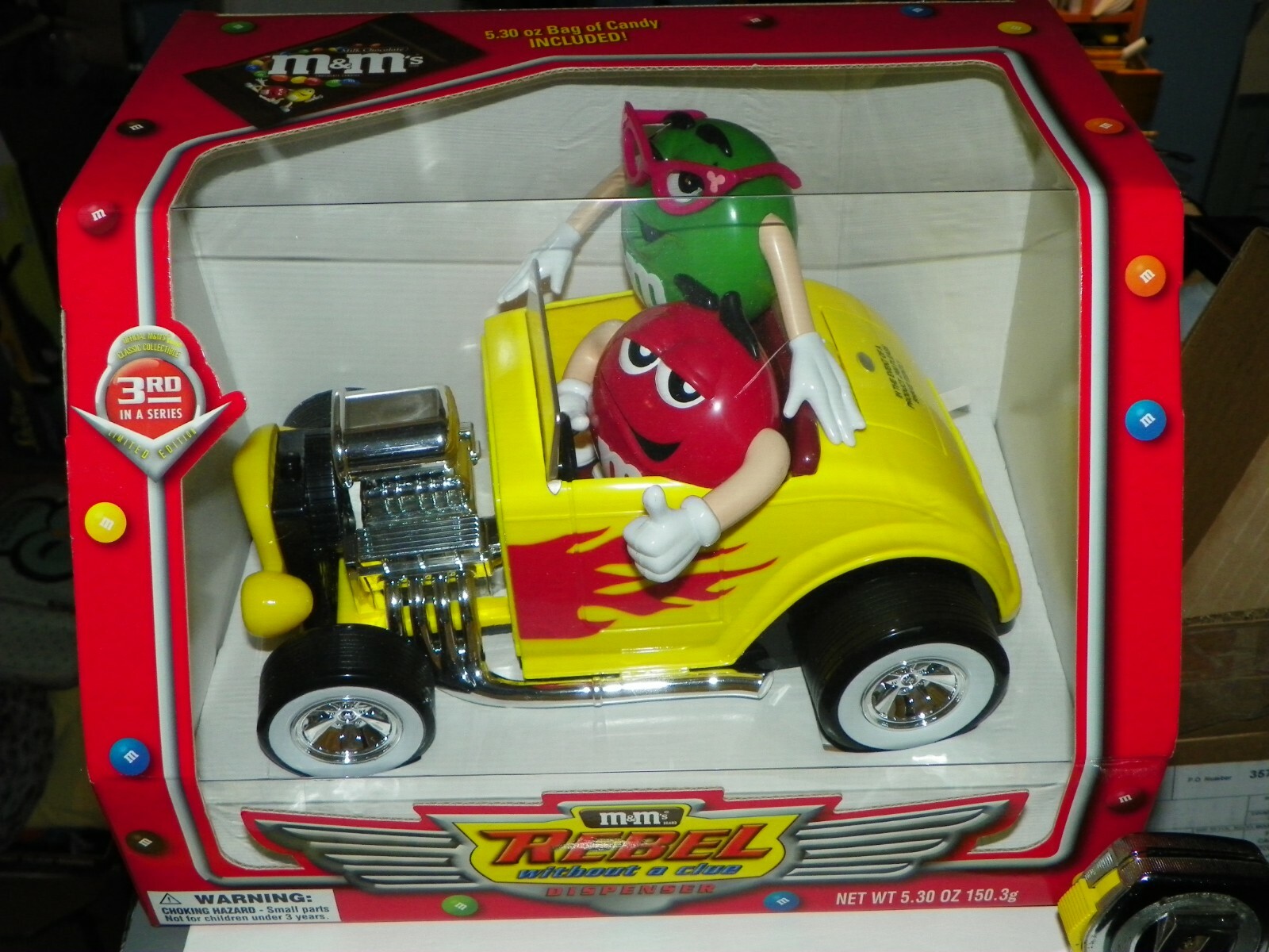 M&M's Rebel without a Clue Hot Rod Candy Dispenser NIB Nice Heavy--X-2