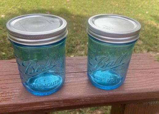 2 Ball Wide Mouth Elite Collection Mason Jars Aqua Blue Pint Pair W Lids Perfect
