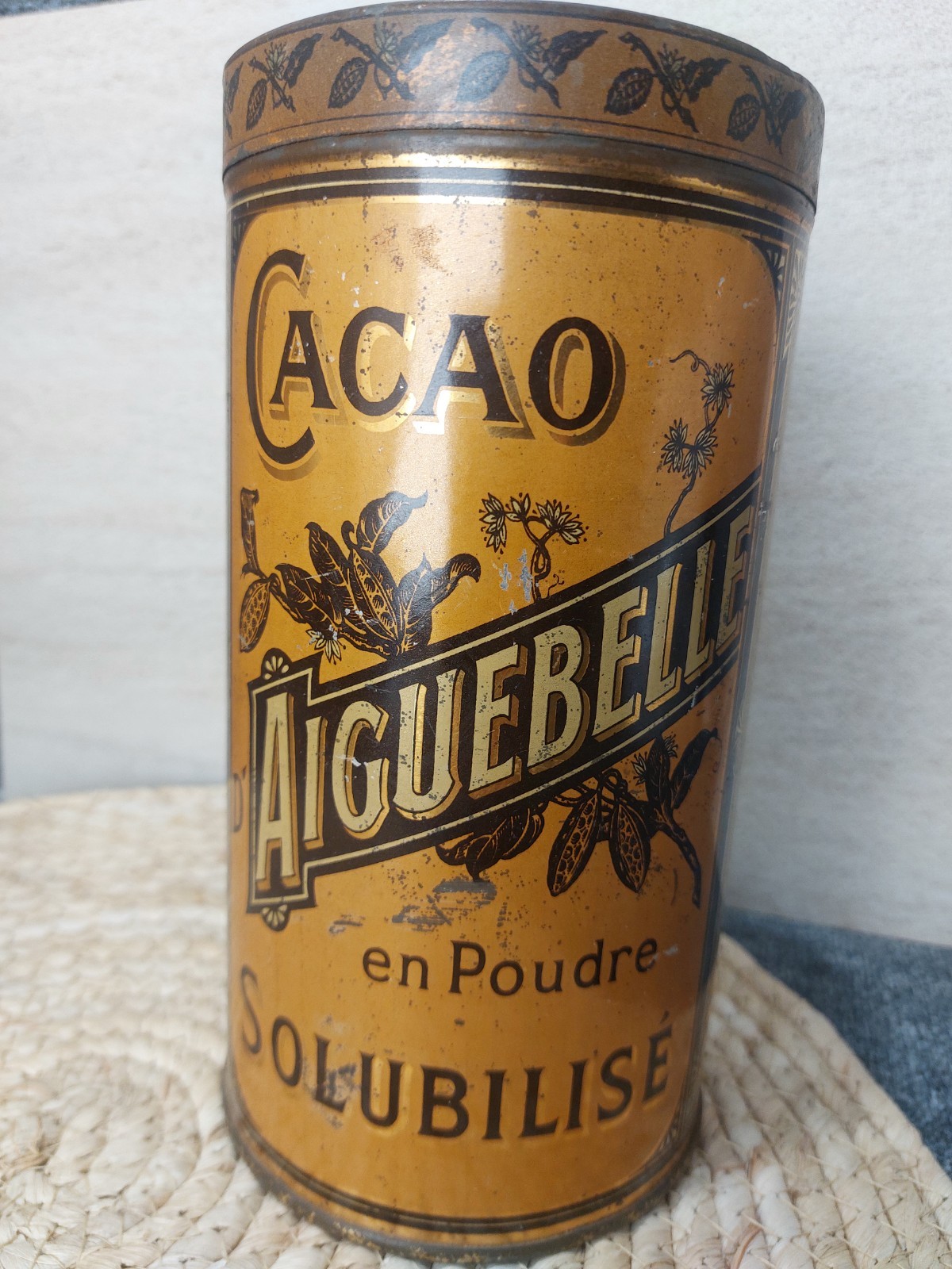 Antique Metal Box Cocoa Iguebelle 1kg Solubilized Powder Vintage Grocery Store