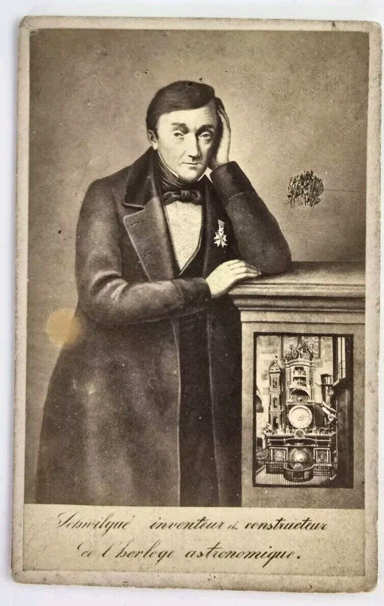 Antique CDV Portrait Jean Baptiste Schwilgué Famous French Inventor Clock Maker