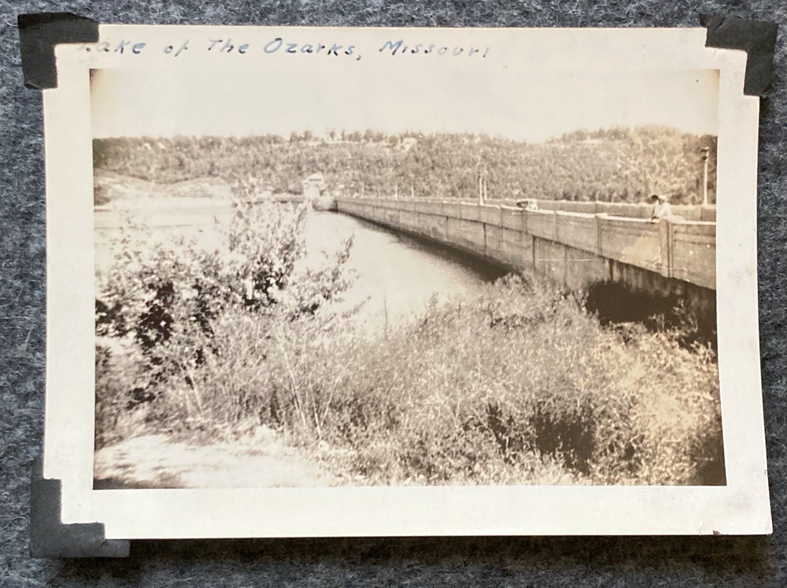 Vtg Photo 1930s -1940s Lake Of The Ozarks People On Bridge Missouri Reservoir