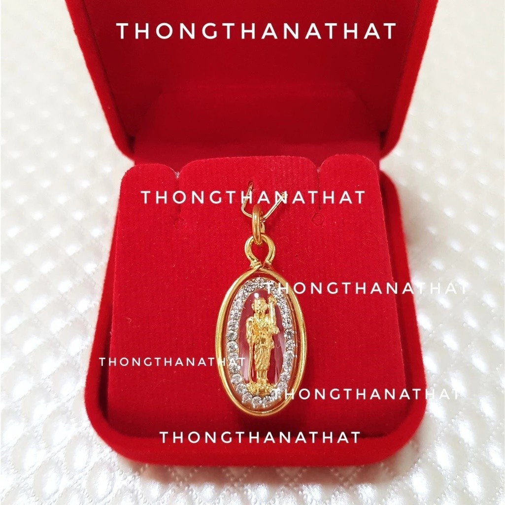 Phra Sivali Thai Buddha Amulet Pendant Wealth Fortune Gold Plated Rhinestone