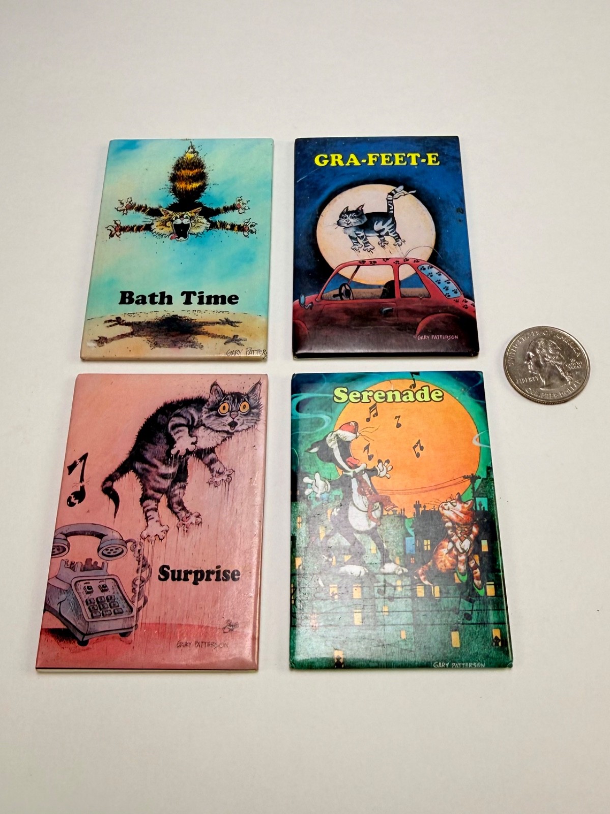 Vintage Cat Gary Patterson other in set 3 dif ATA-boy Refrigerator Magnet 1990s