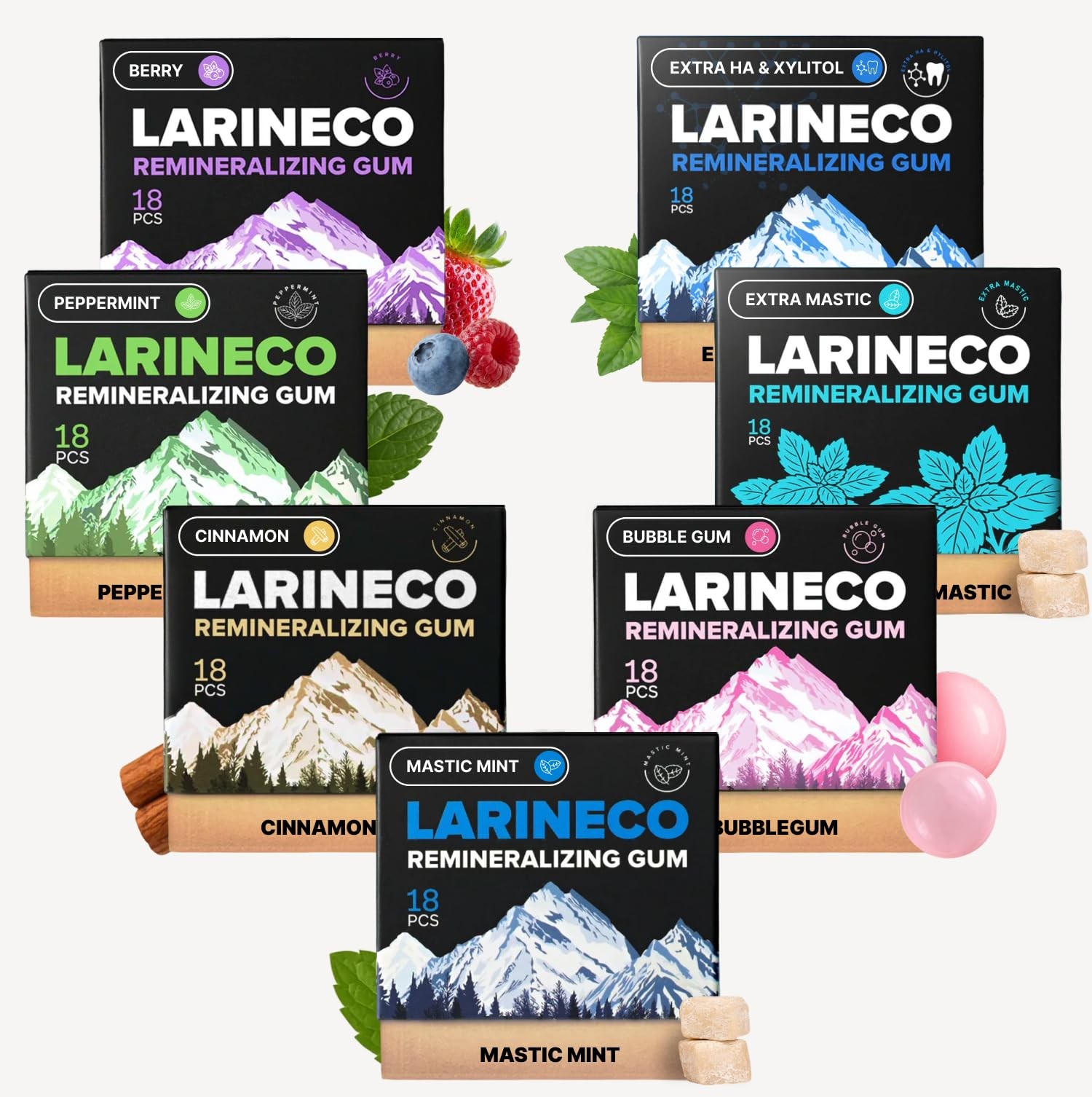Larineco Remineralizing Gum, Sugar Free Hydroxyapatite 18 Count (Pack of 7) Larineco Remineralizing Gum, Sugar Free Hydroxyapatite 18 Count (Pack of 7)