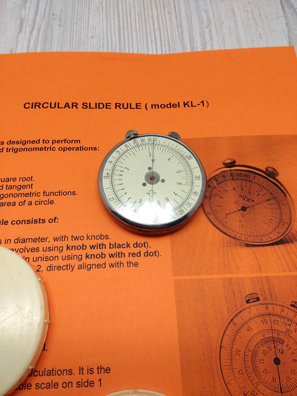KL-1 circular slide rule USSR Soviet complete set box English manual calculator