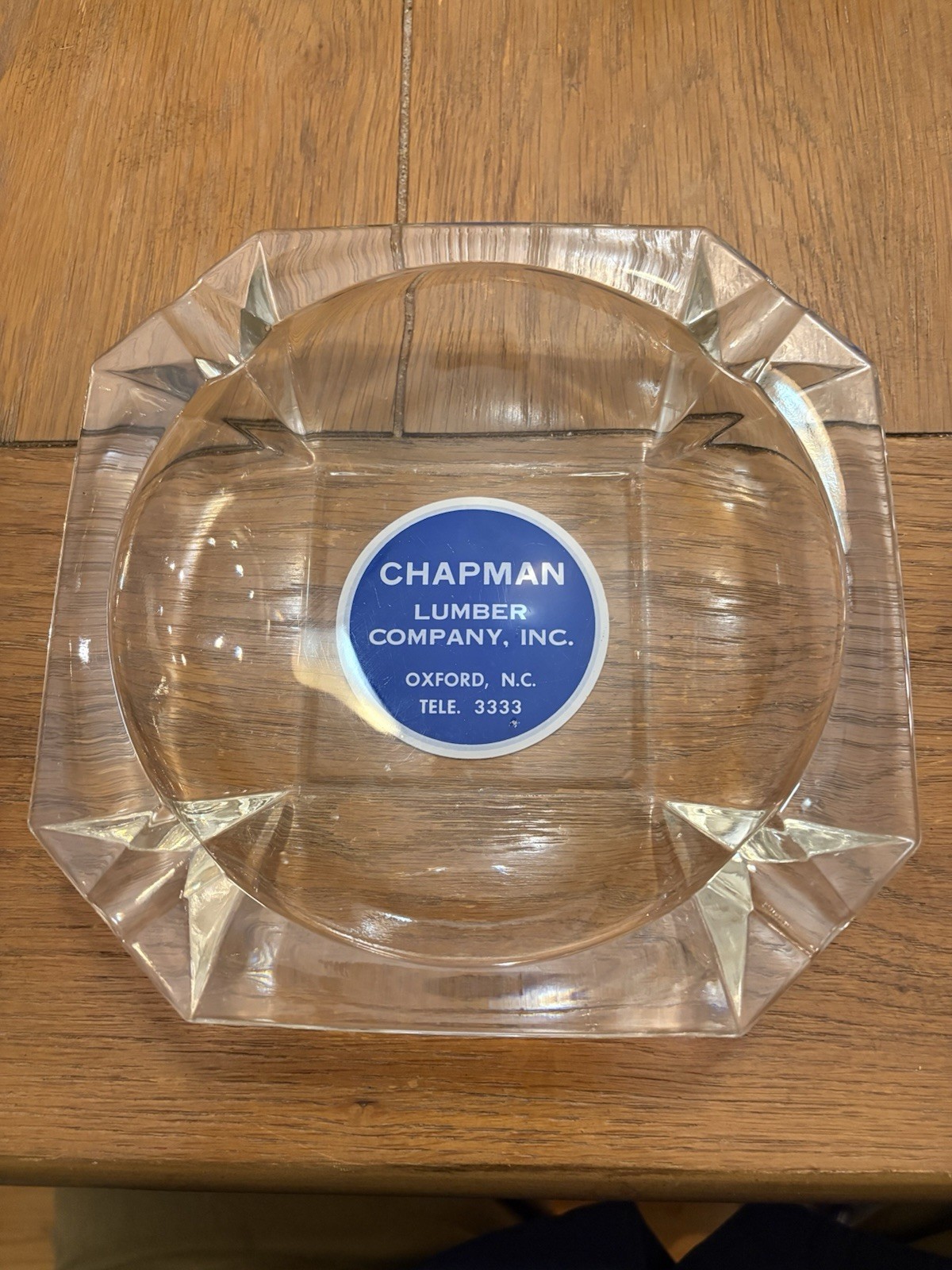 Vintage Oxford NC Ashtray Chapman Lumber Company , North Carolina Glass