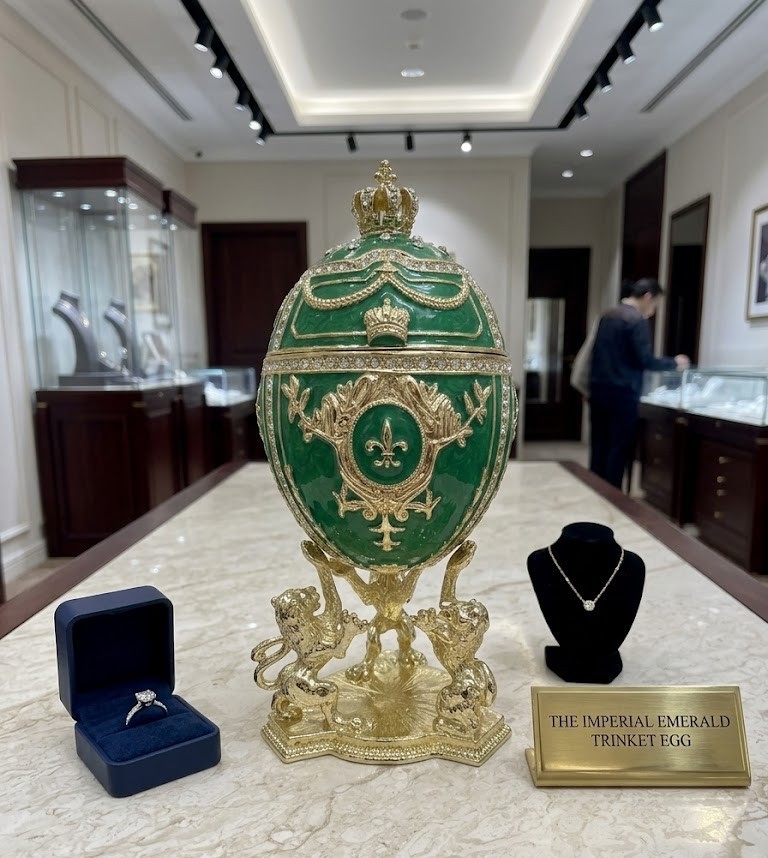 Limited Edition Faberge eggs Green Marble Swirl Gold deco Swarovski Handmade