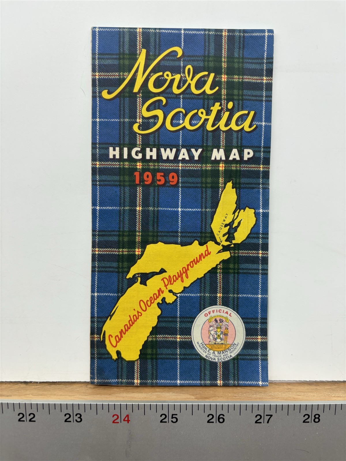1959 Nova Scotia Highway Map Canada Vintage