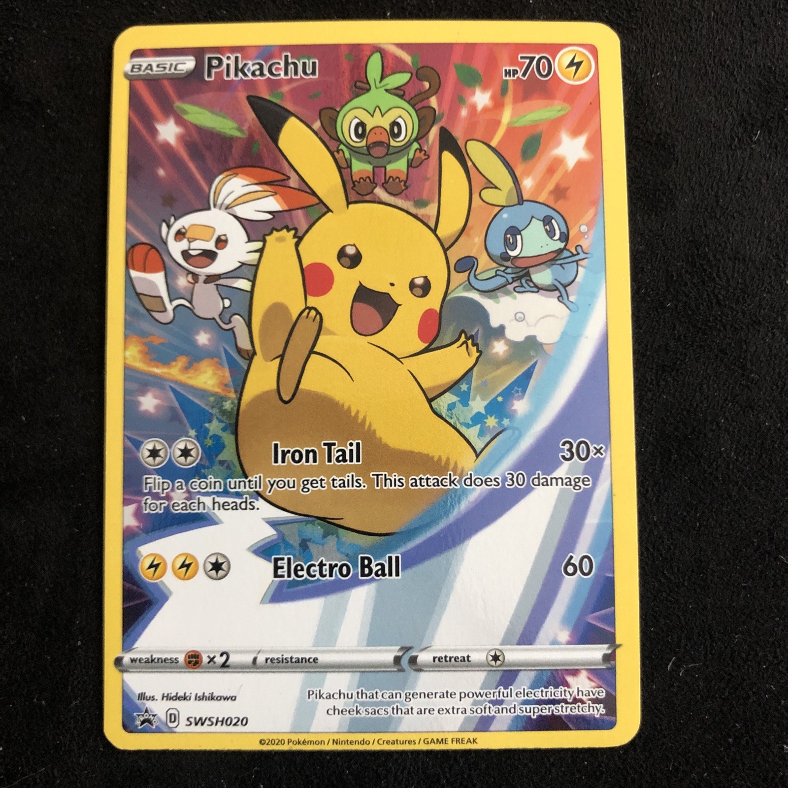 Pikachu SWSH020 Black Star Promo Holo Sword And Shield Pokemon Card