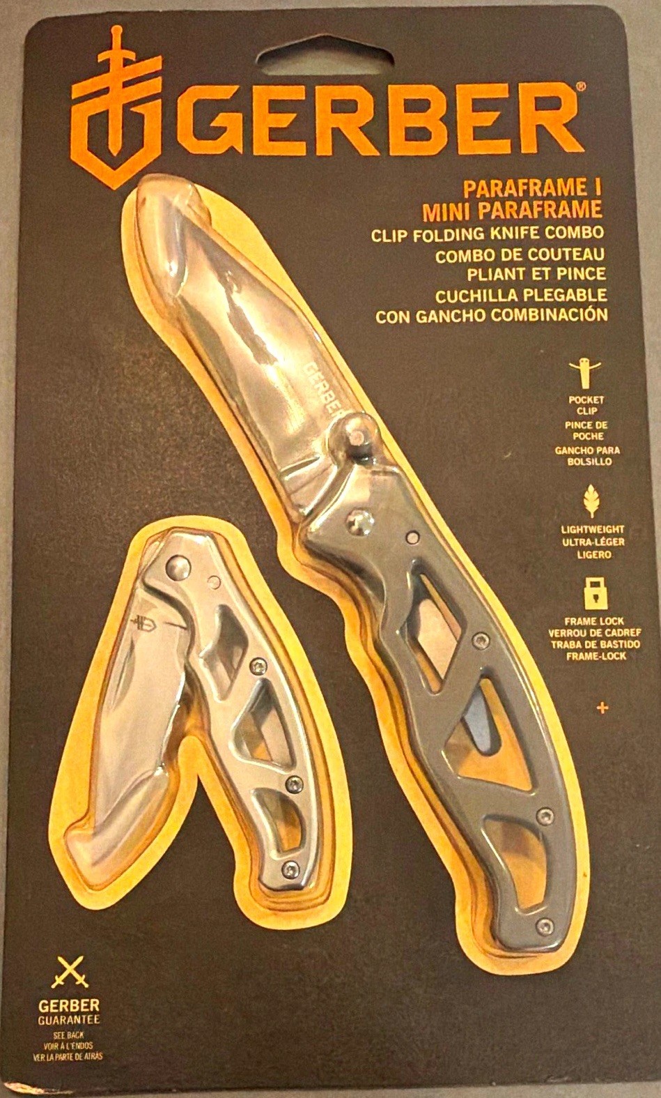 Gerber Paraframe I & Mini Paraframe 2-Knife Stainless Combo Edge Clip Point