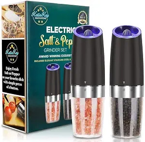 Gravity Electric Pepper and Salt Grinder Set, Adjustable Coarseness, Automatic Gravity Electric Pepper and Salt Grinder Set, Adjustable Coarseness, Automatic