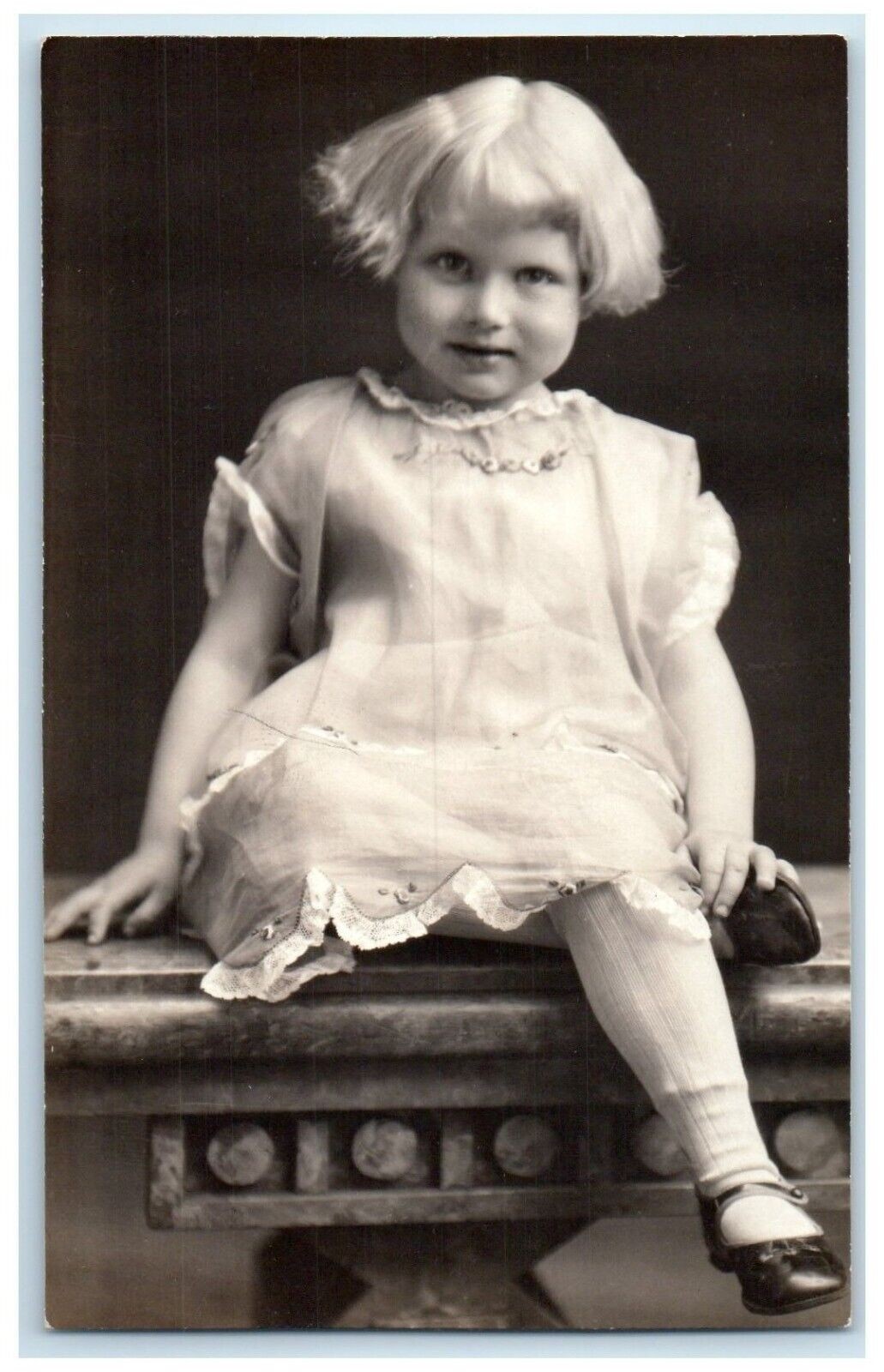 c1930's Cute Little Girl Blonde Hair RPPC Photo Unposted Vintage Postcard