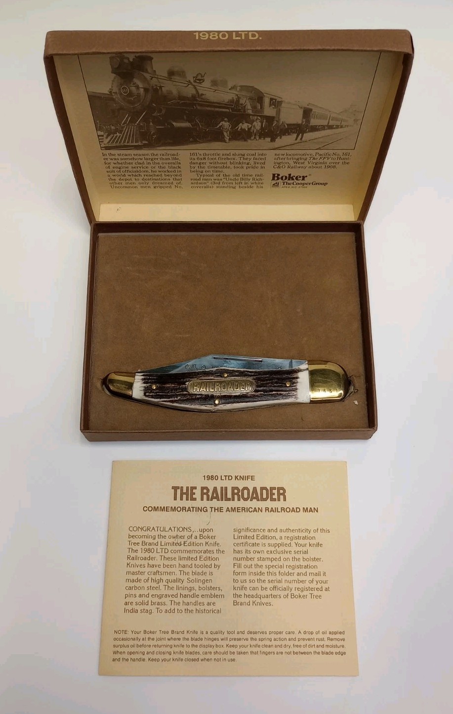 Boker Tree Brand 1980 Stag Folding Hunter MIB in Box W/Papers VTG. 