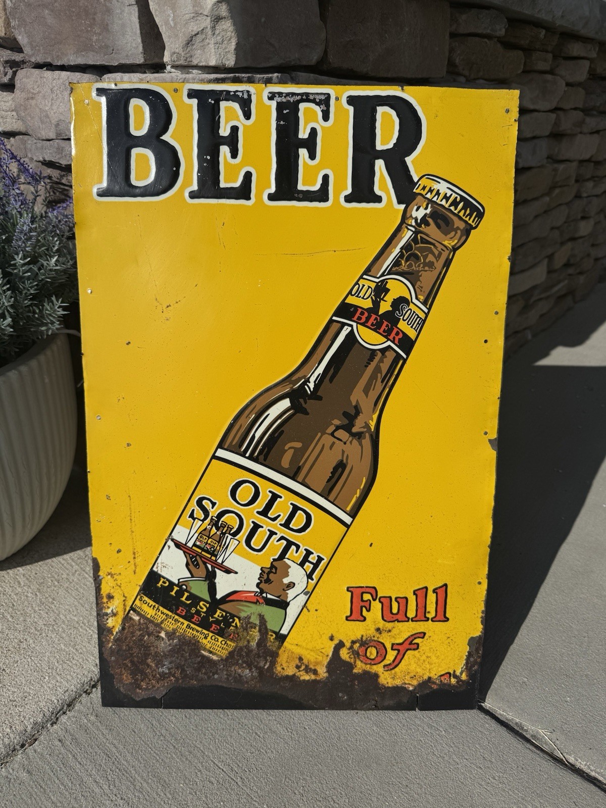 Original Antique Old South Beer Sign Atlantic Tennessee Advertising Brewery RARE