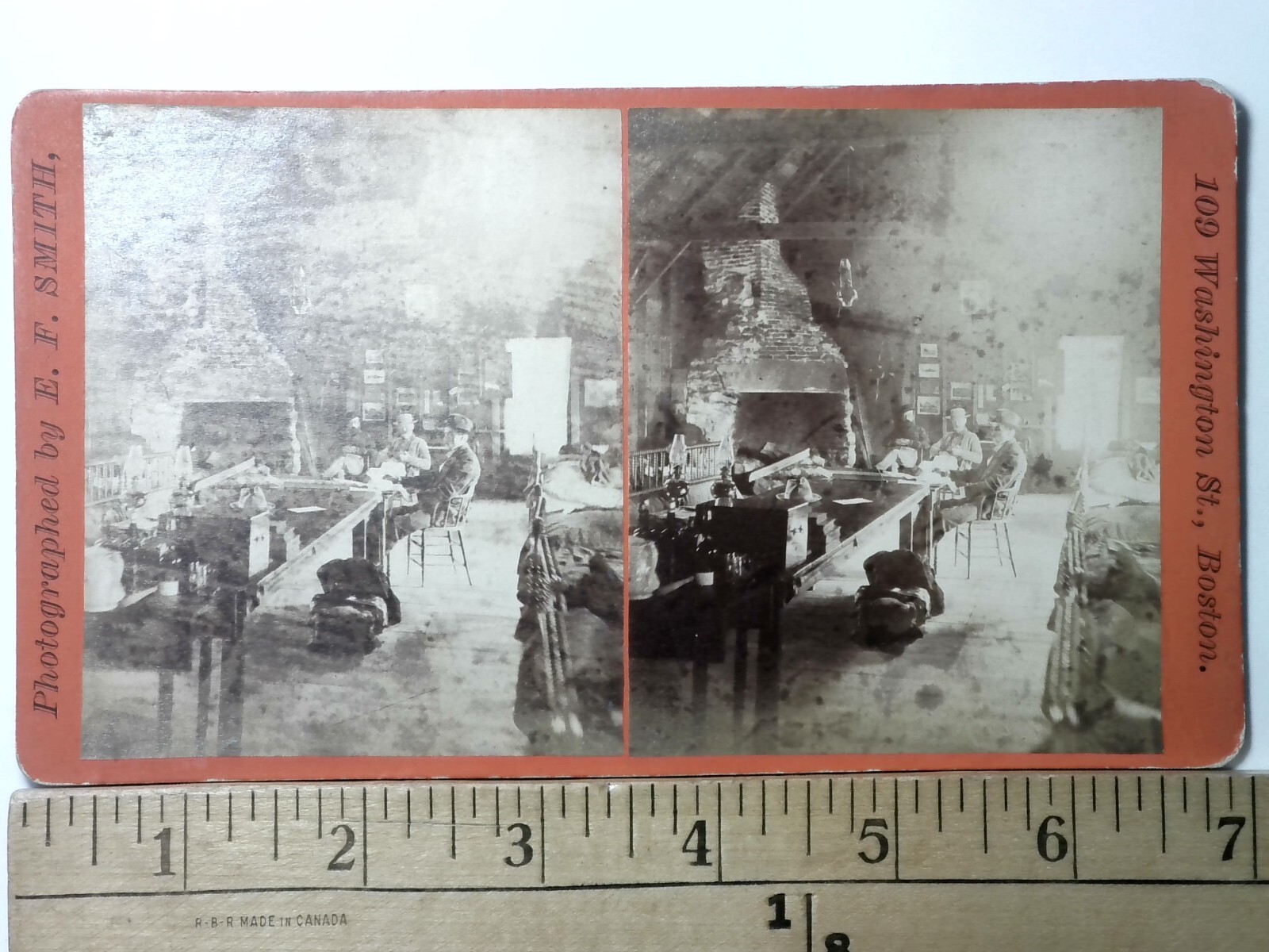 Rangeley Lakes Camp Kennebago Interior Stereoview E. F. Smith 1870s Maine