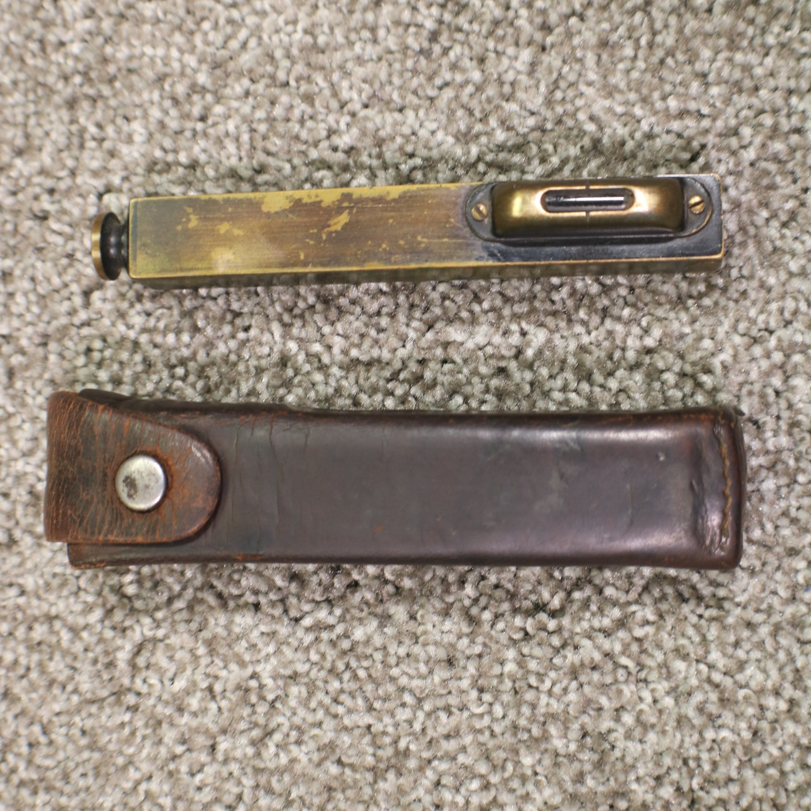 Vintage Antique Tycos Brass Handheld Sighting Spirit Level Surveying Tool Case