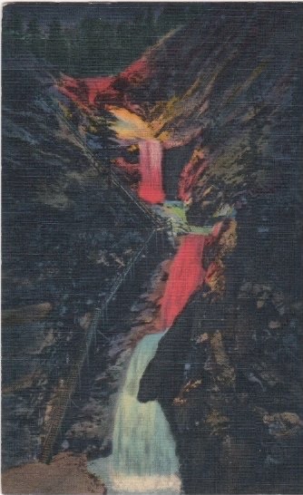 Seven Falls Illuminated At Night-South Cheyenne Canon-COLORADO SPRINGS, Colorado