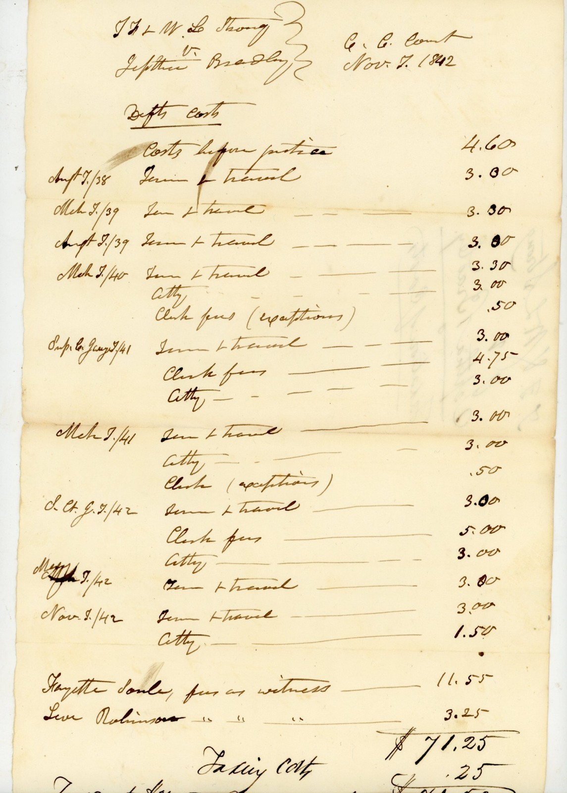 1838-1842 Antique Handwritten Court Legal Document T F & H L Strong v Bradley 1838-1842 Antique Handwritten Court Legal Document T F & H L Strong v Bradley