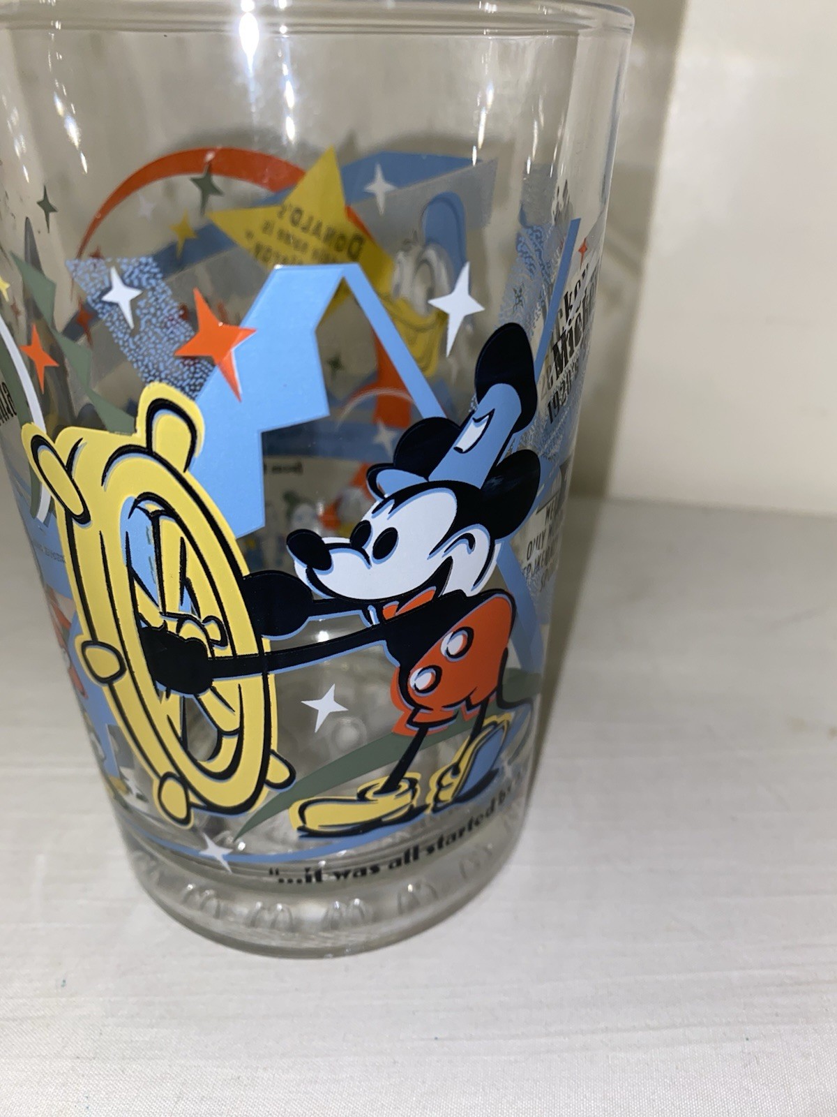 McDonalds Disney 100 Years of Magic Mickey Mouse Donald Duck Glass Tumbler 16 oz
