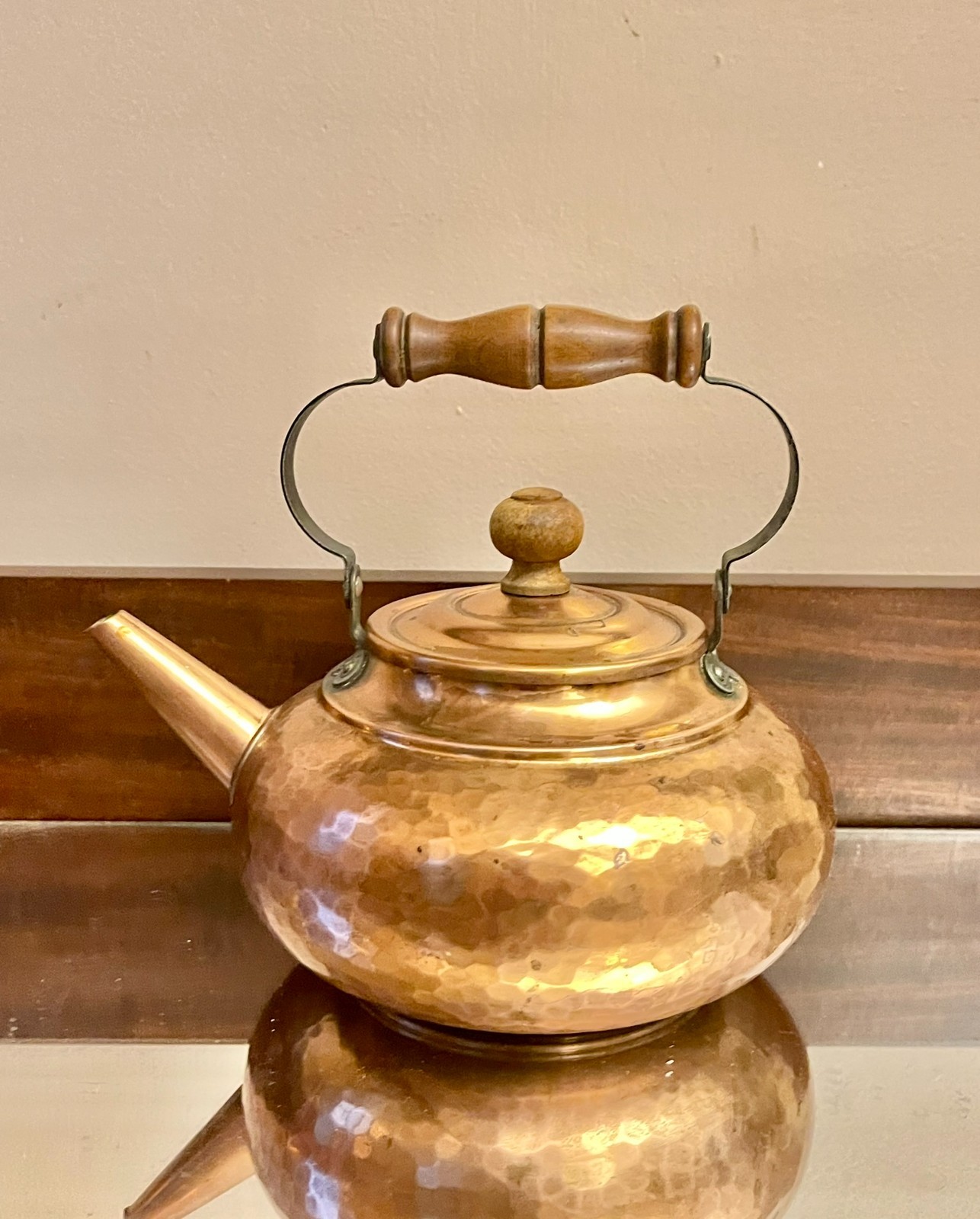 Vintage Stöckli Netstal Swiss Made Handcrafted Hammered Copper Teapot