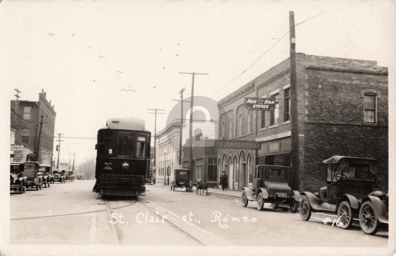 Street View St. Clair St., Romeo MI Michigan RPPC Photo Postcard COPY
