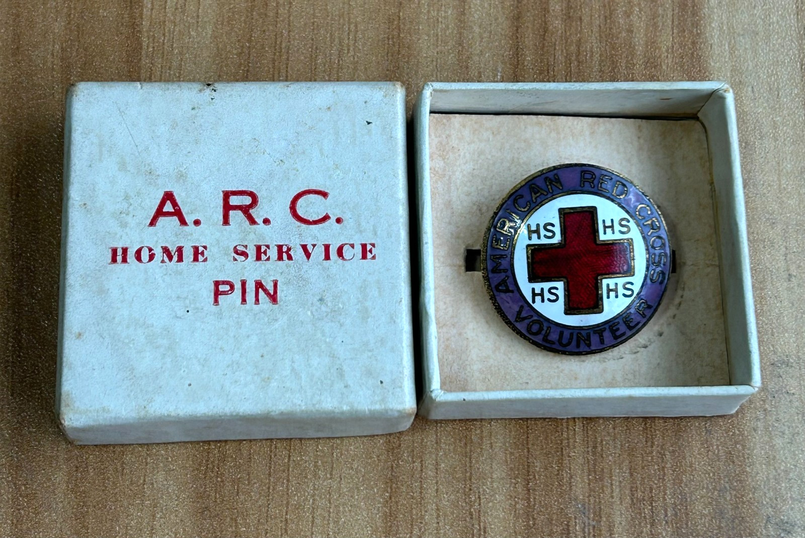 Vintage American Red Cross Volunteer Enamel Pin WWII Era.Made by The Robbins Co.