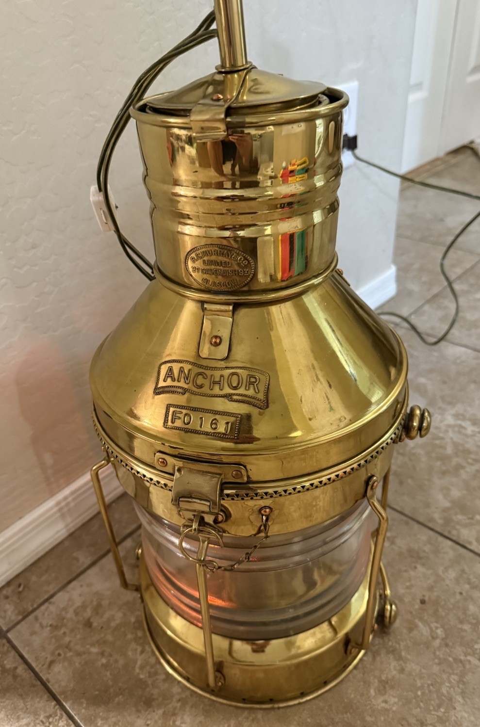 Rare Anchor Ship’s Lantern, Glasgow, Scotland, RC Murray & Co. Lamp VTG 19” NICE Rare Anchor Ship’s Lantern, Glasgow, Scotland, RC Murray & Co. Lamp VTG 19” NICE