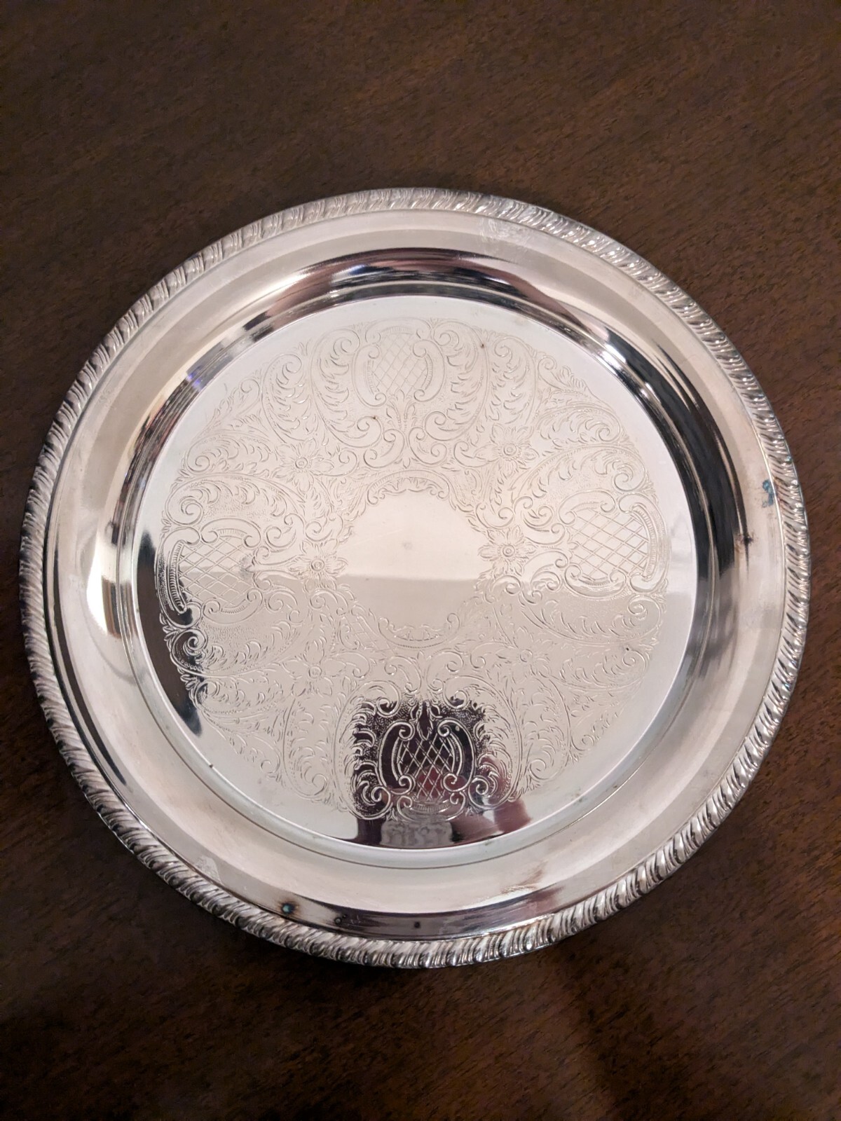 Vtg Silverplate Platter with Spiral Rim