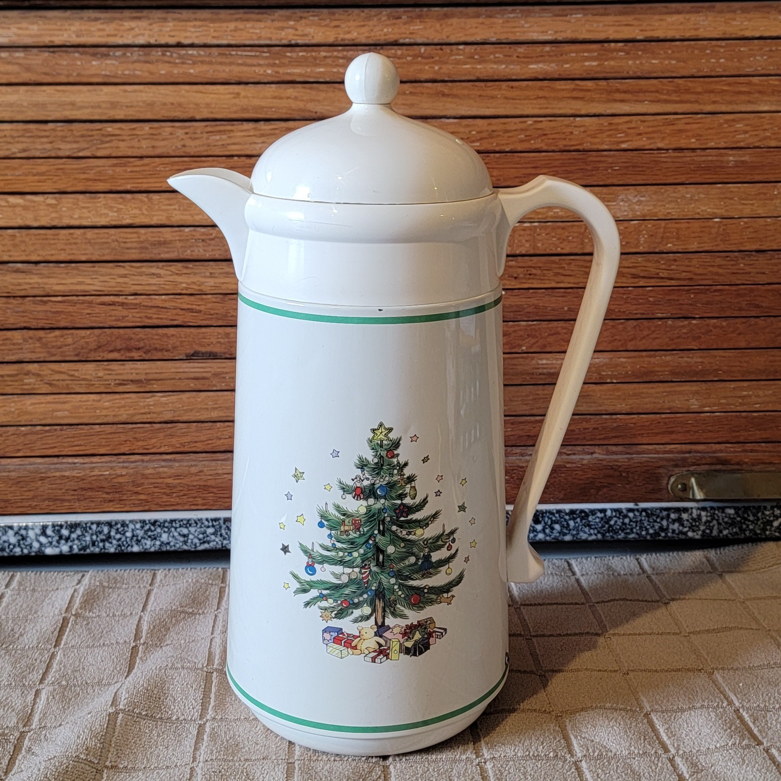 Vintage Nikko Thermal Insulated Christmas Tree Coffee / Cocoa Carafe 32 oz