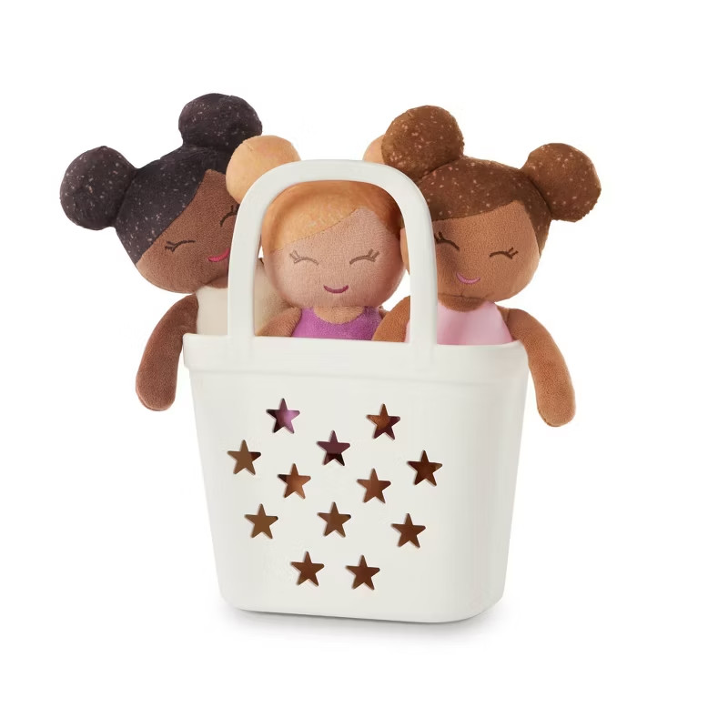 LullaBaby Bathtime Set with 3 Plush Bath Dolls for Real Water Play