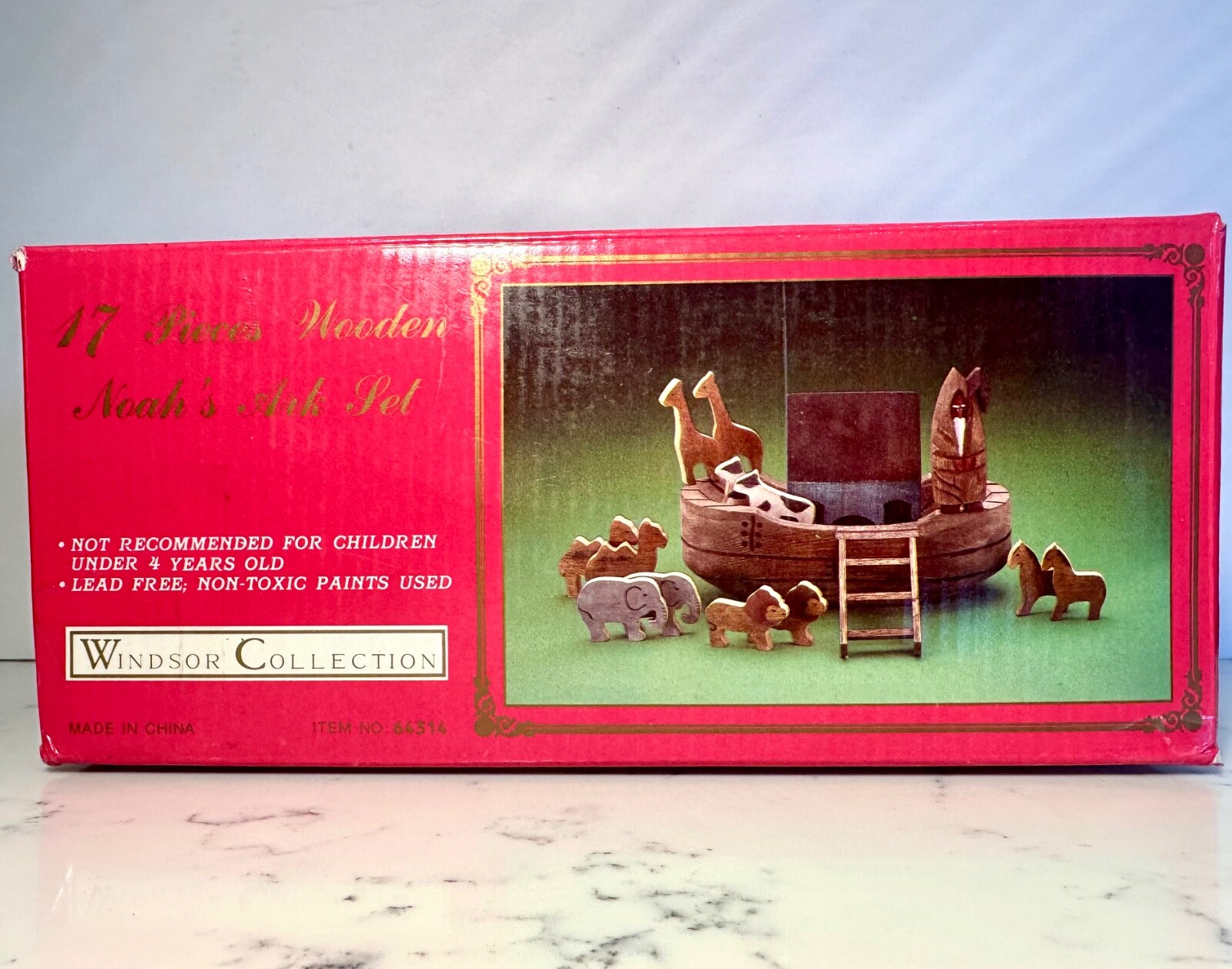 Vintage Wooden Noah's Ark 17 Piece Handpainted Windsor Collection CIB