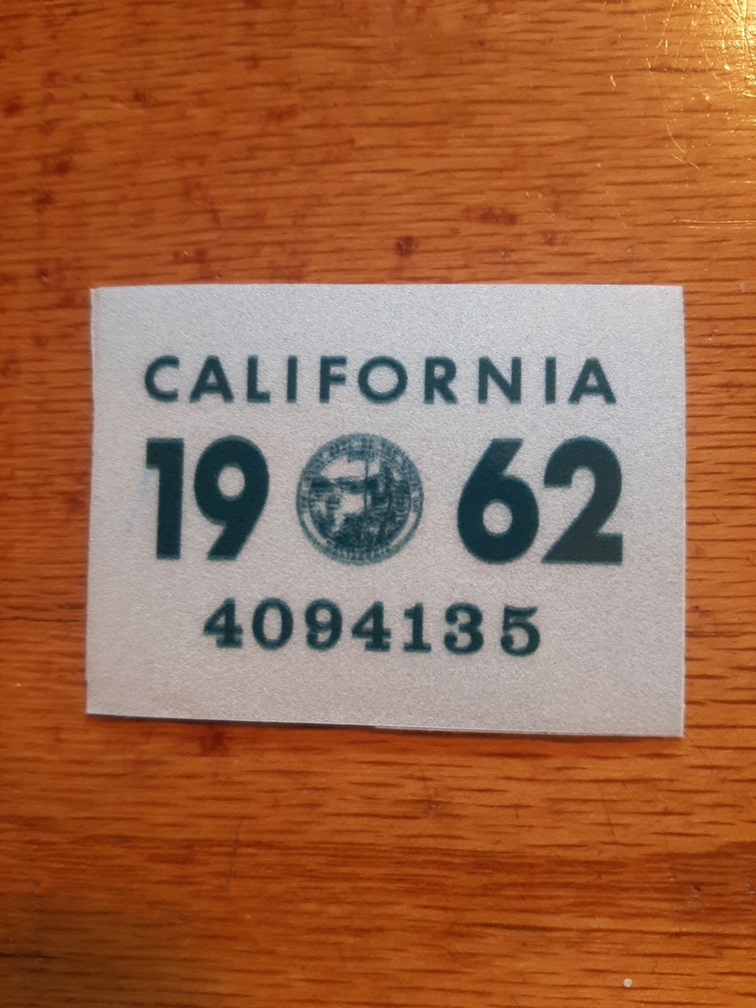 1962 California License Plate Registration Sticker, YOM, CA DMV 1962 California License Plate Registration Sticker, YOM, CA DMV
