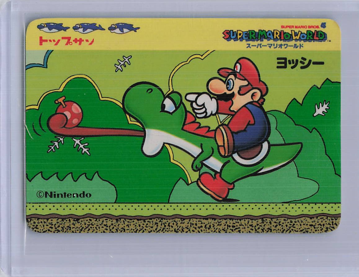 Vintage Japanese Super Mario World Topps Menko Mario Yoshi Cheep Cheep Nintendo