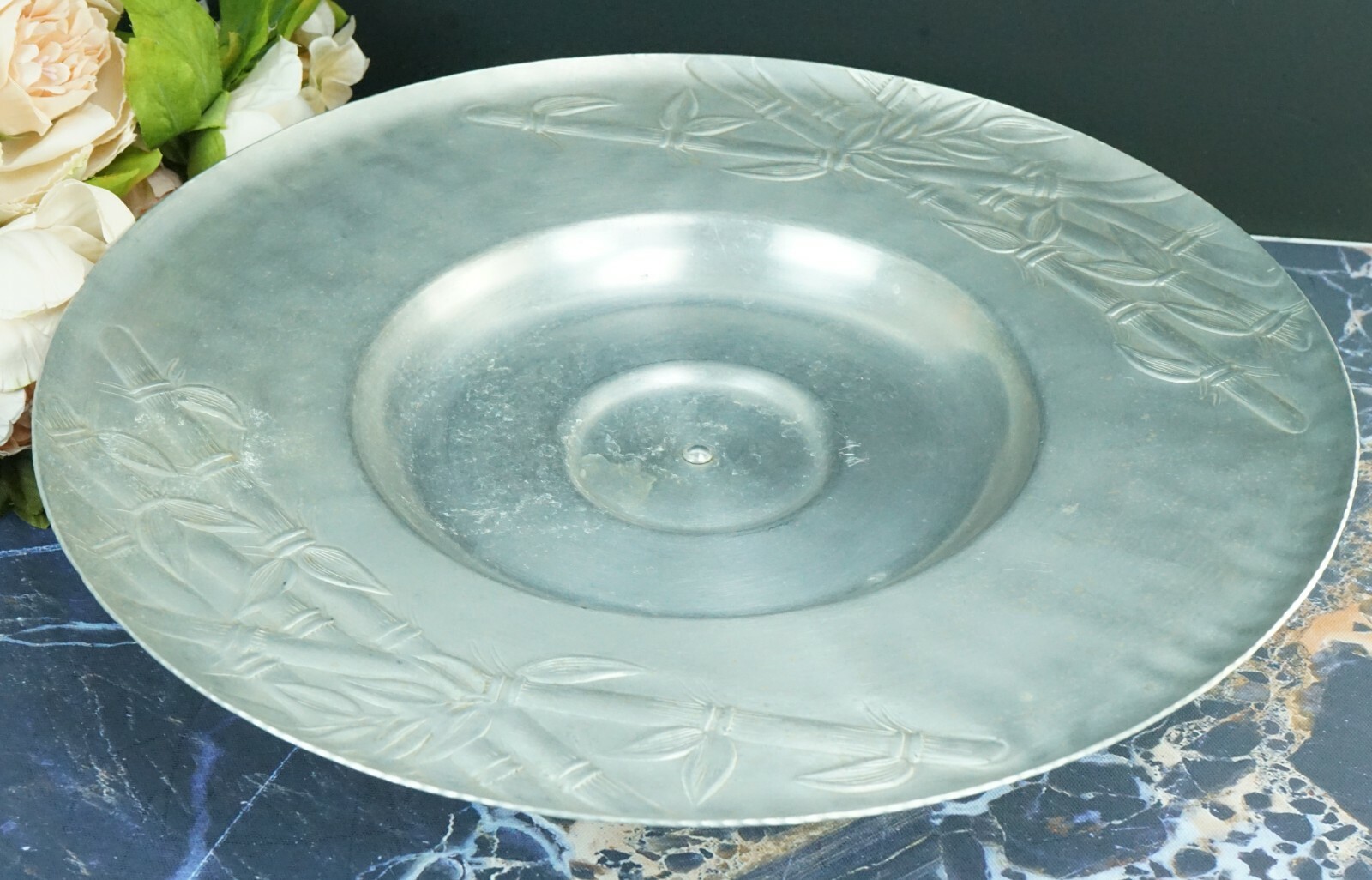 Vintage Forged Everlast 15.25” Aluminum Lazy Susan Bamboo Design Spin