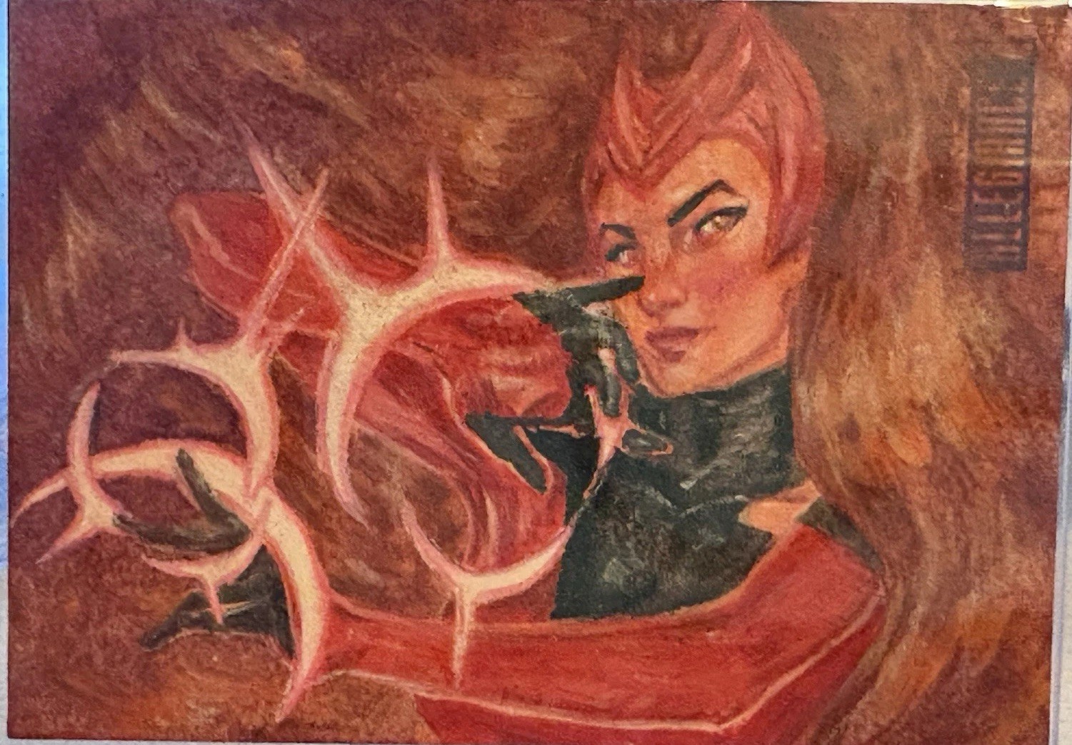 1 Of 1 2023 Upper deck The Infinity Trilogy Artist Sketch Card Scarlet Witch