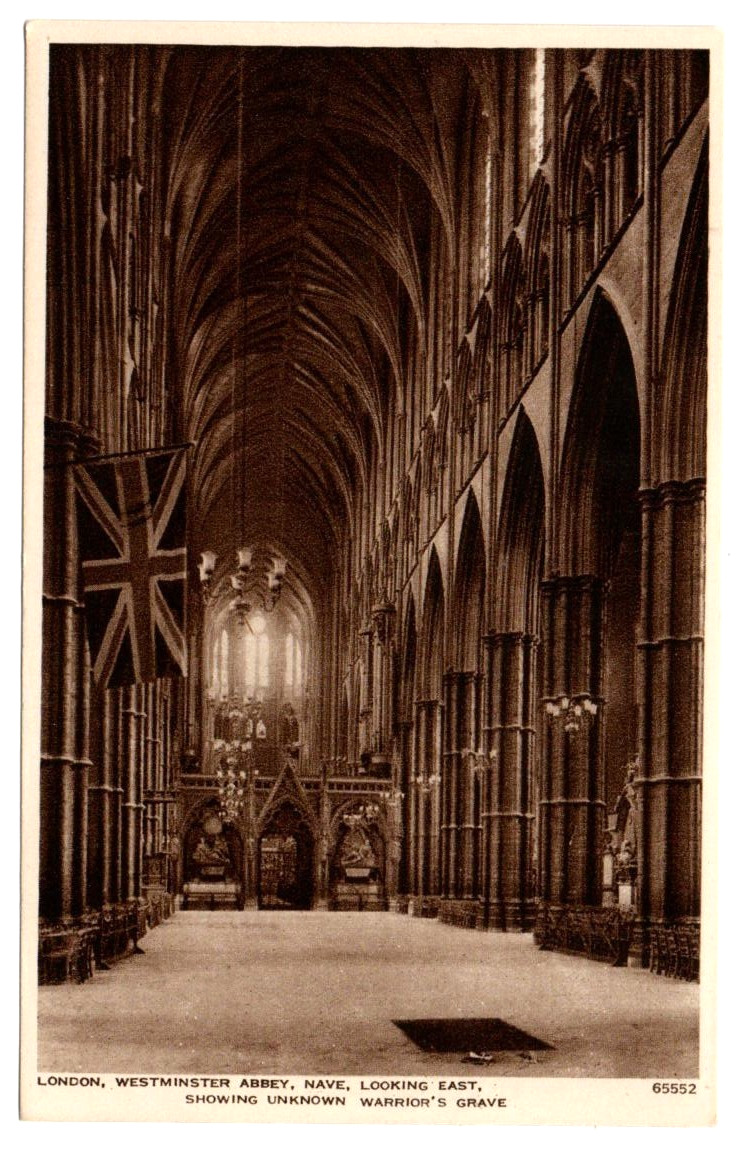 Vintage London Westminster Abbey Nave Unknown Warrior Grave Postcard Photochrom