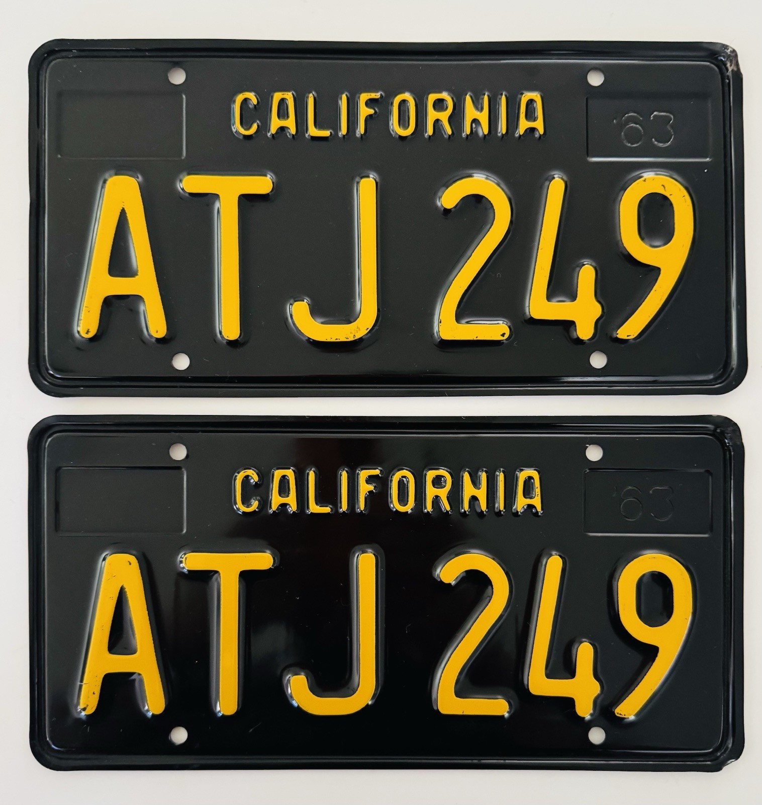 1963 California License Plates DMV Clear YOM 1963 Corvette 1963 Chevrolet Impala