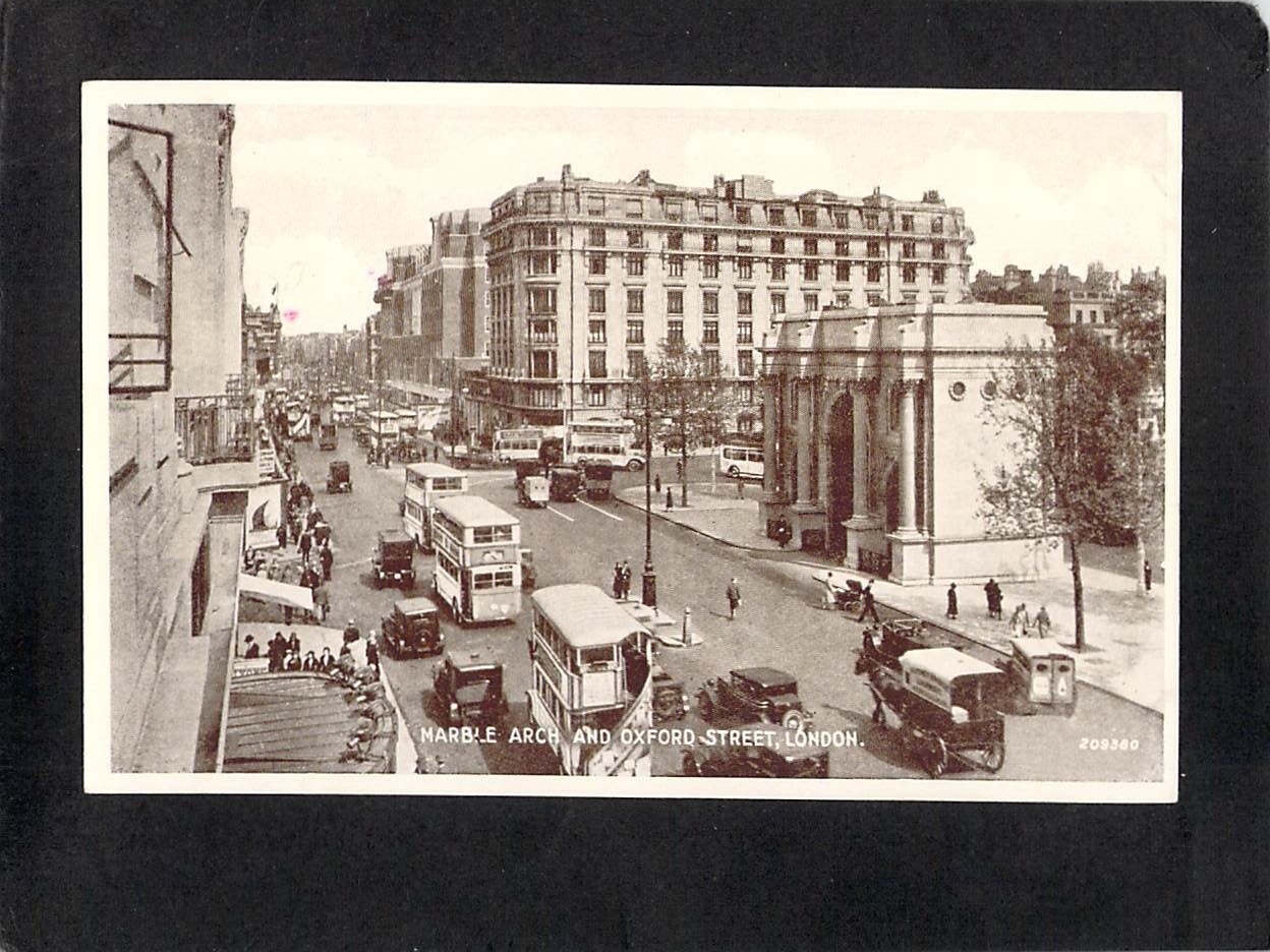 B2571 UK London Marble Arch Oxford Street Double Decker Valentines vintage postc