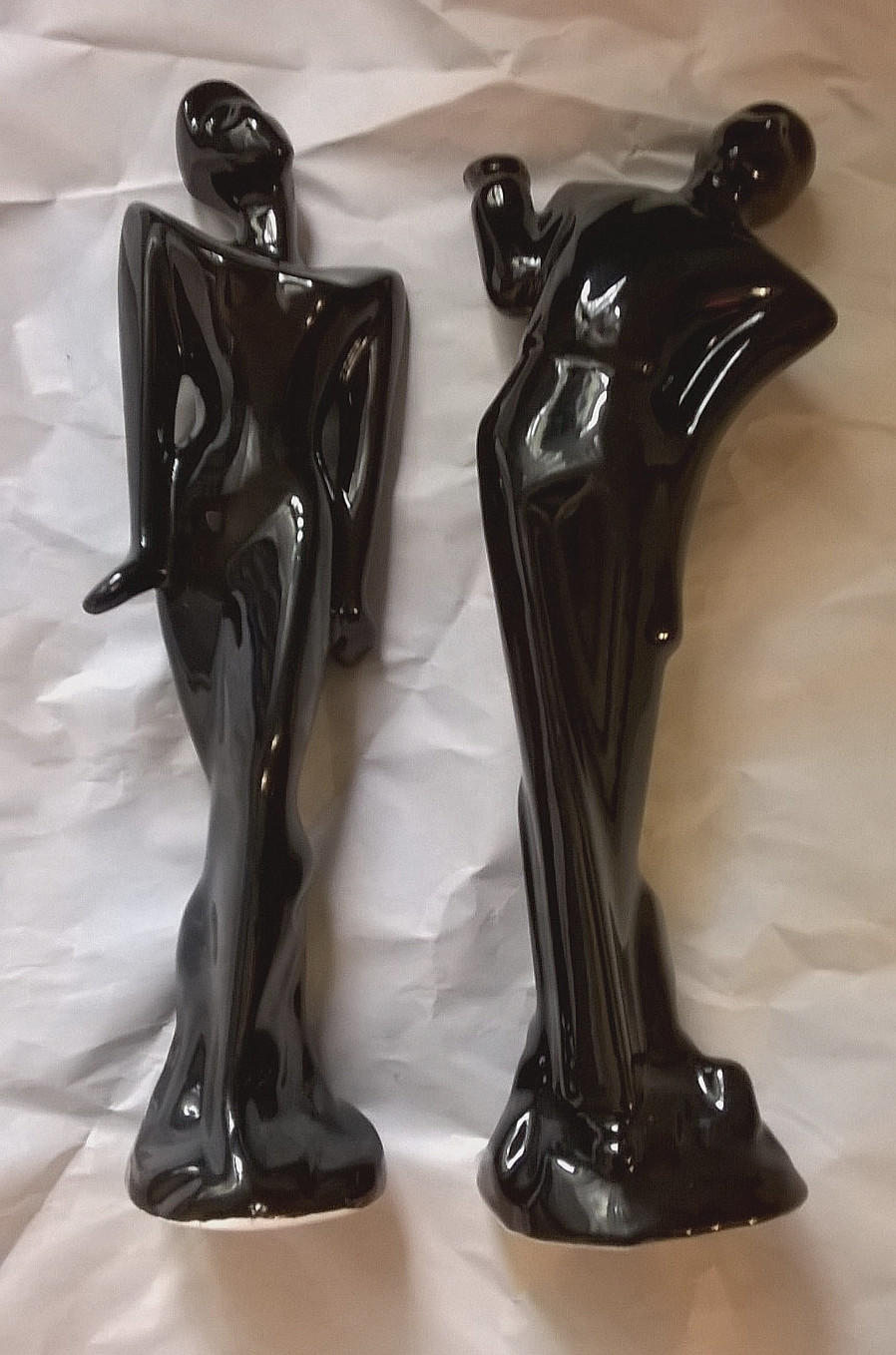 Modern Vintage Art Deco Black Statues Ceramic Figurines Man And Woman Modern Vintage Art Deco Black Statues Ceramic Figurines Man And Woman