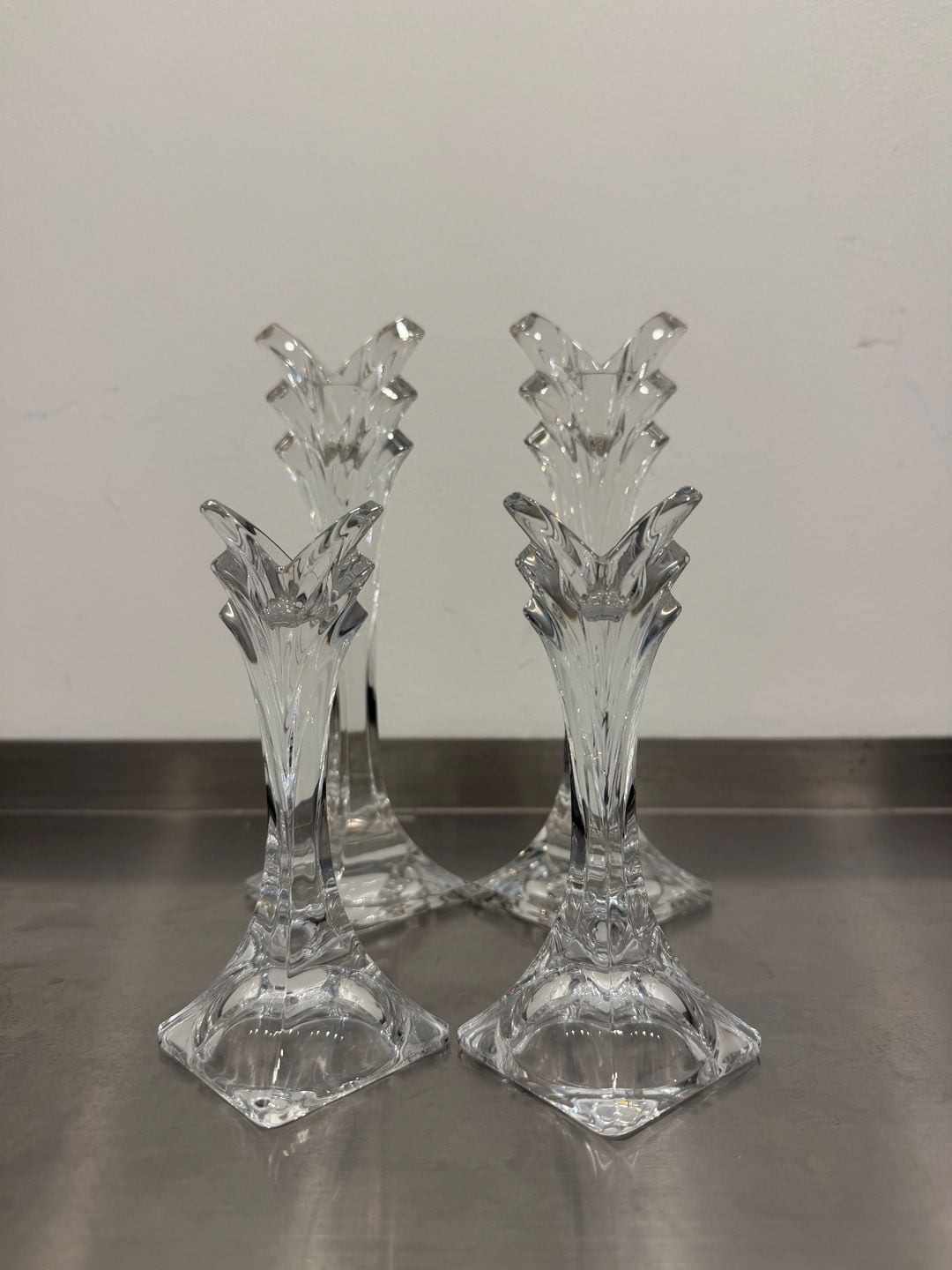 Mikasa Deco Crystal Candlestick Holders Set of 4 Clear Art Deco Mikasa Deco Crystal Candlestick Holders Set of 4 Clear Art Deco