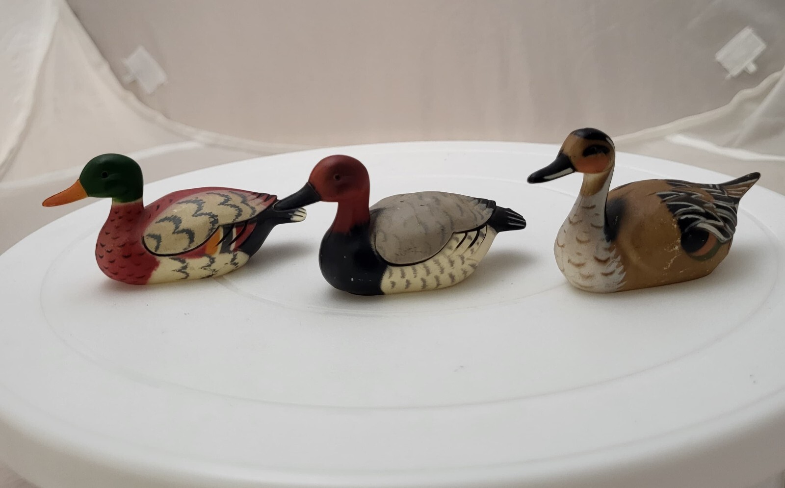 3 ENESCO 1983 Handpainted Duck Figurines Mallard Goose Ceramic