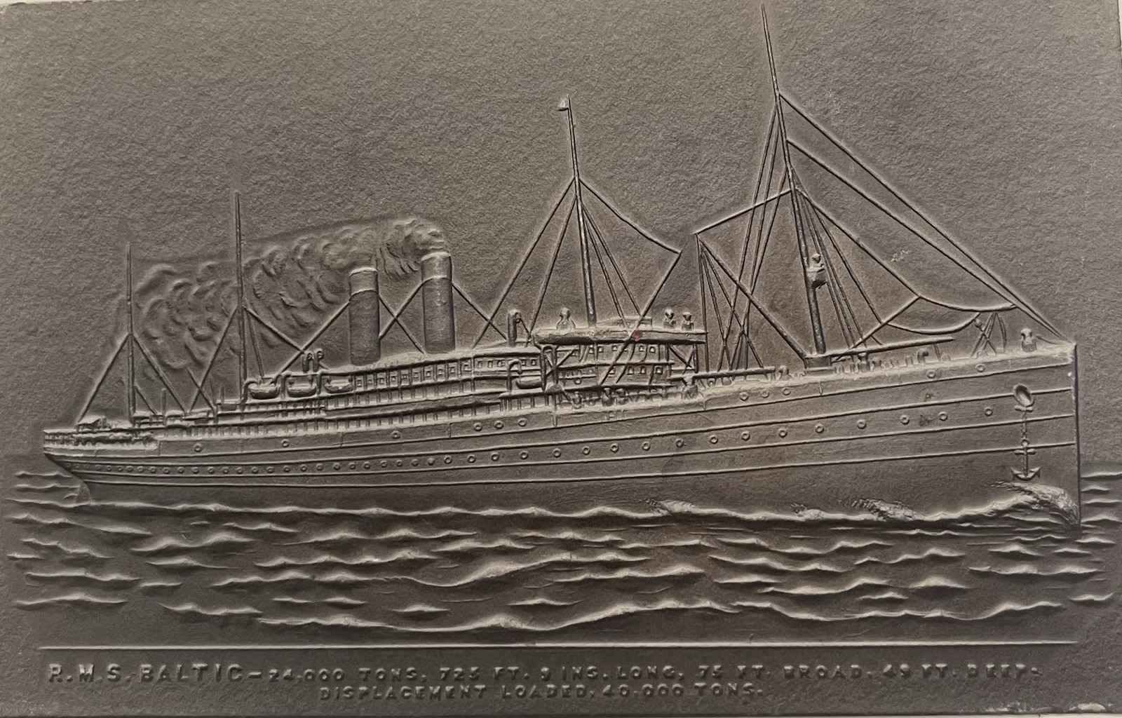 Rare Vintage Ghost Ship Postcard Of The White Star Line  RMS Baltic