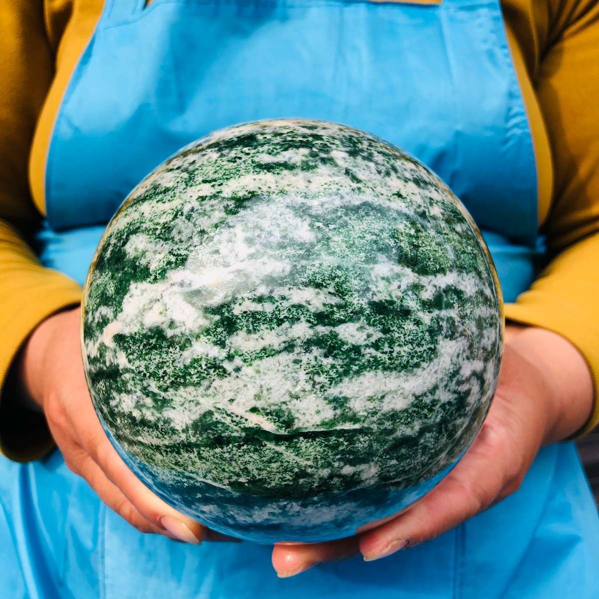 6.66LB Natural Qinghai Green Jade Polished Sphere Crystal Healing Decor Ball