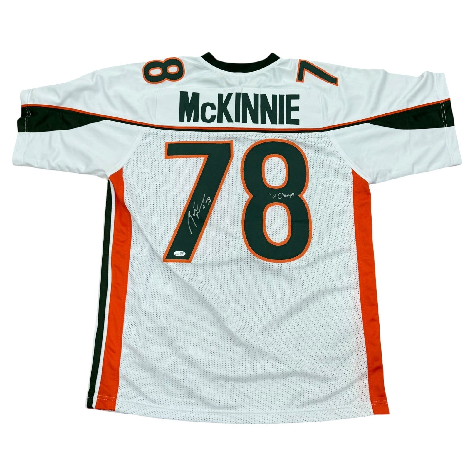 Bryant McKinnie Autographed Miami (White #78) Custom Stitched Jersey w/ \
