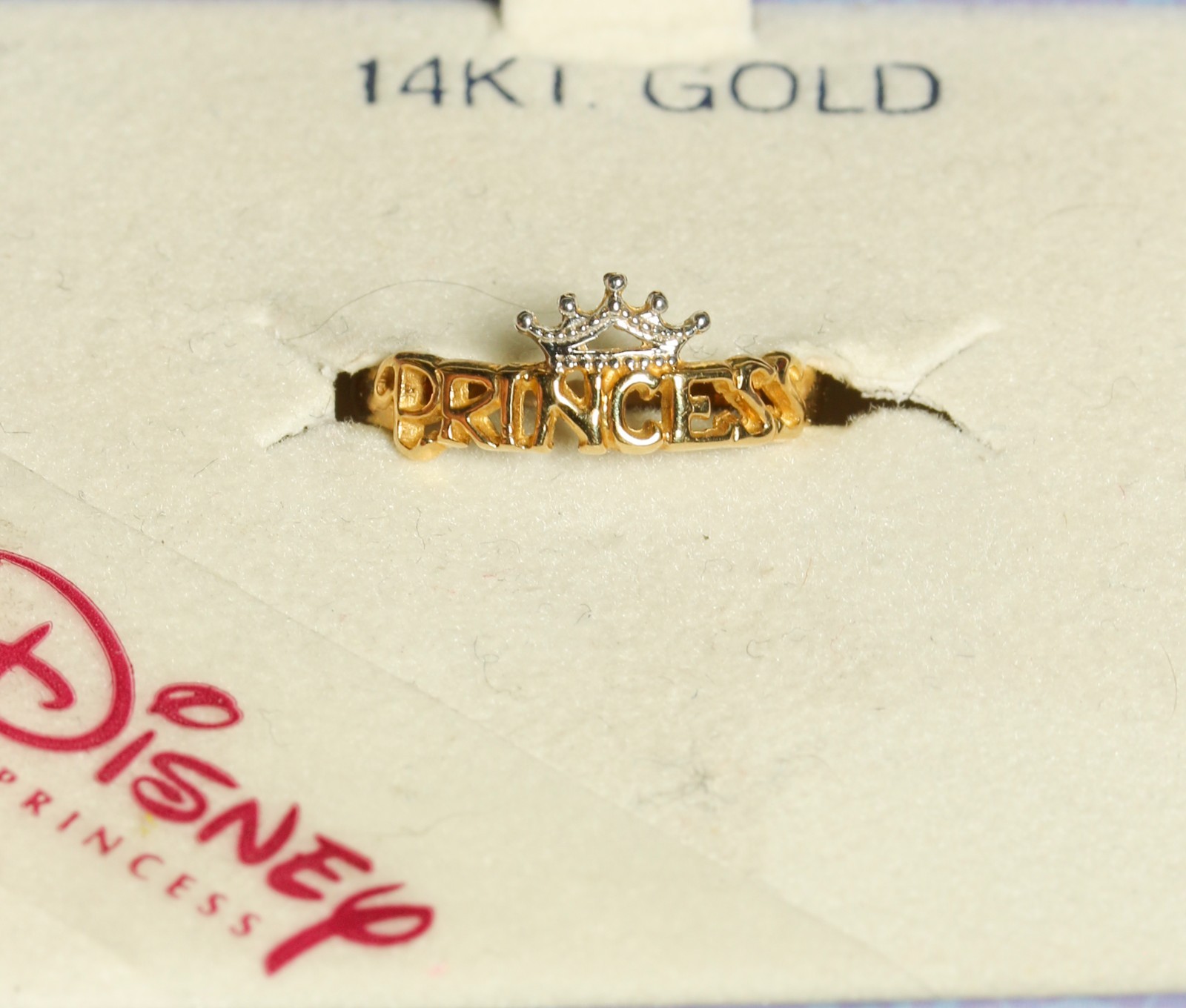 Disney 14K Yellow Gold PRINCESS Ring Crown Tiara Accent