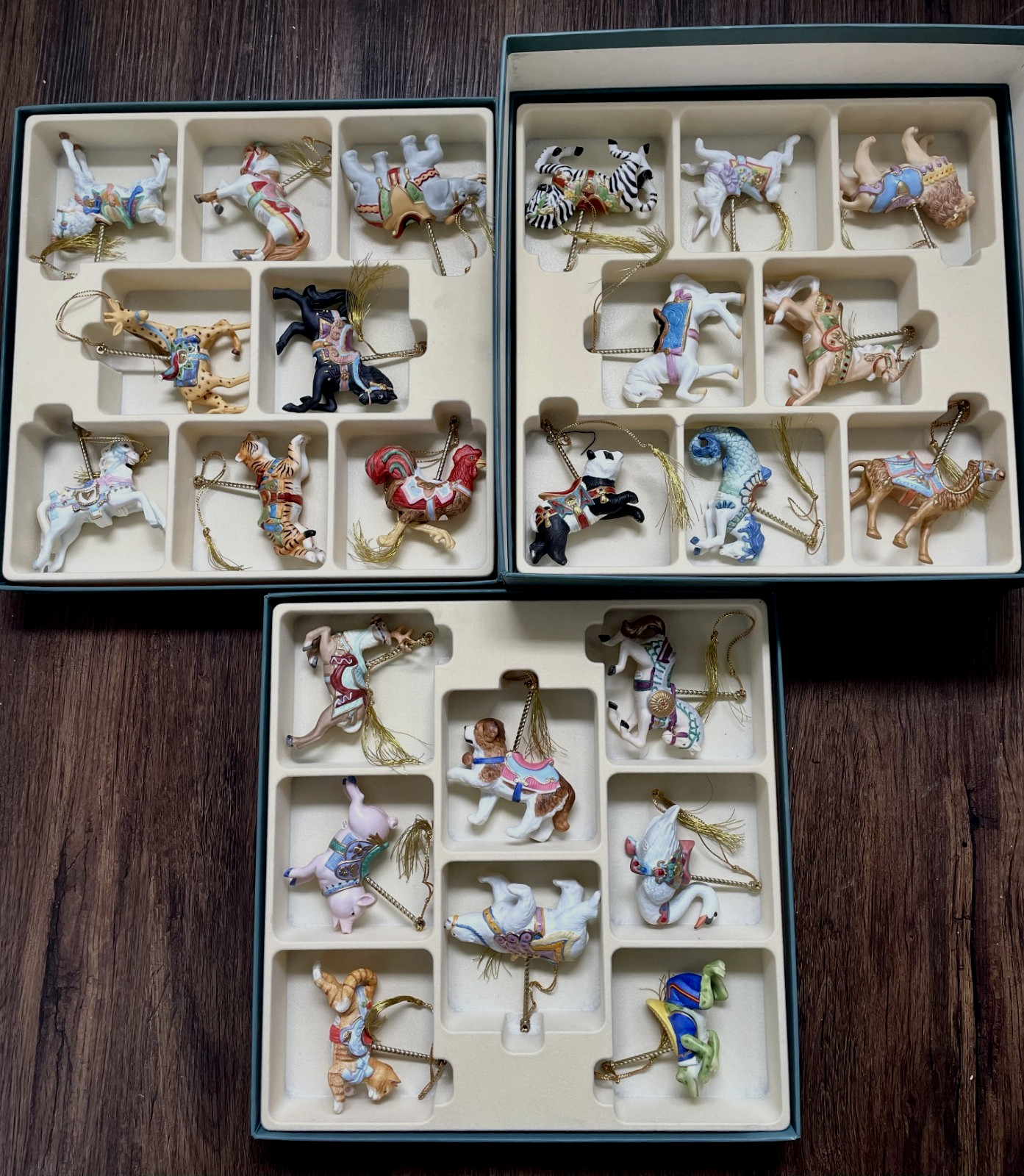 Vtg Lenox 1989 Christmas Carousel of Animals Ornaments Complete Set w/Box No COA Vtg Lenox 1989 Christmas Carousel of Animals Ornaments Complete Set w/Box No COA