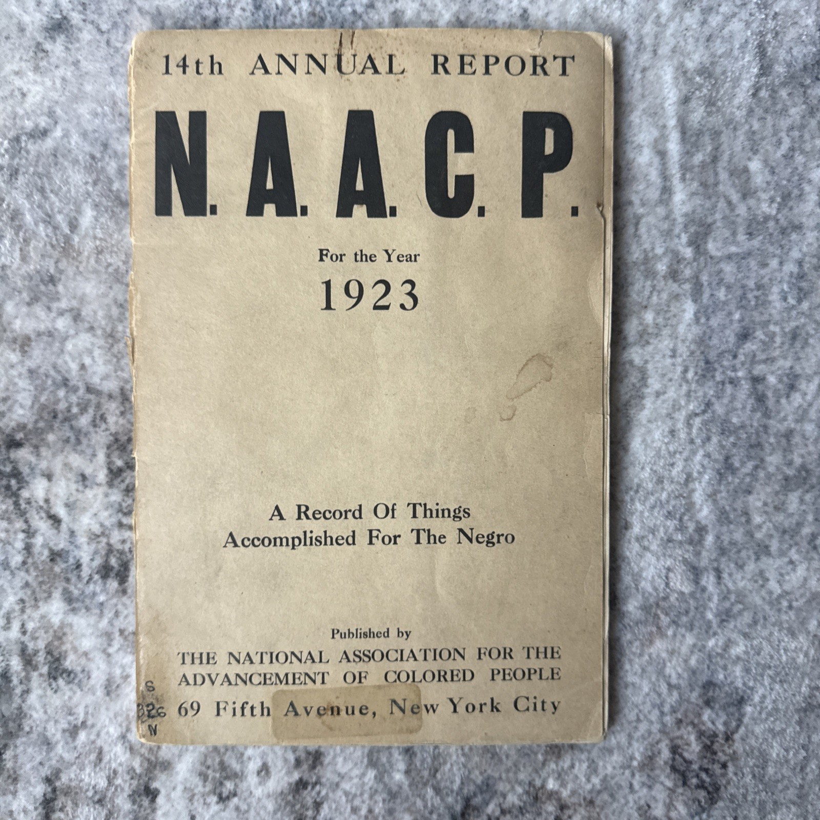 Rare & Original NAACP 14th Annual Report (1923), Published 1923, New York