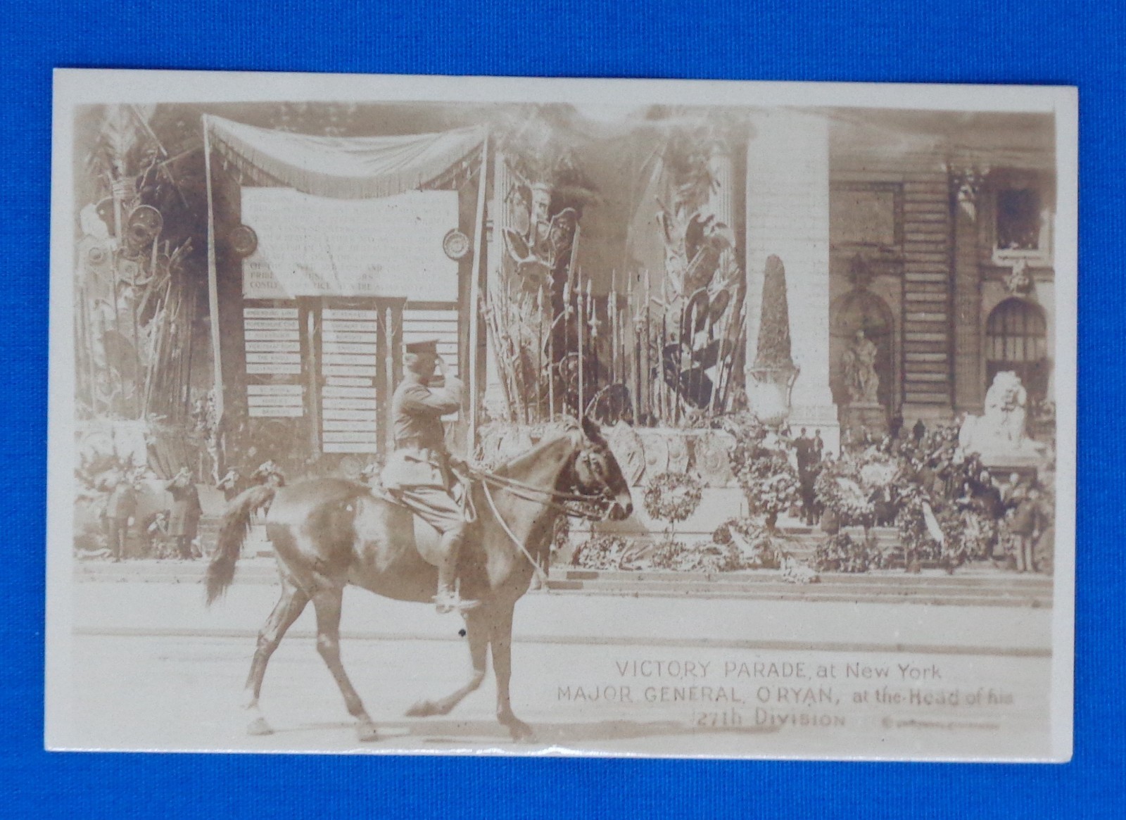 Vintage Real Photo PC Of Major General O\'Ryan Parade NY End Of WWI 27th Division