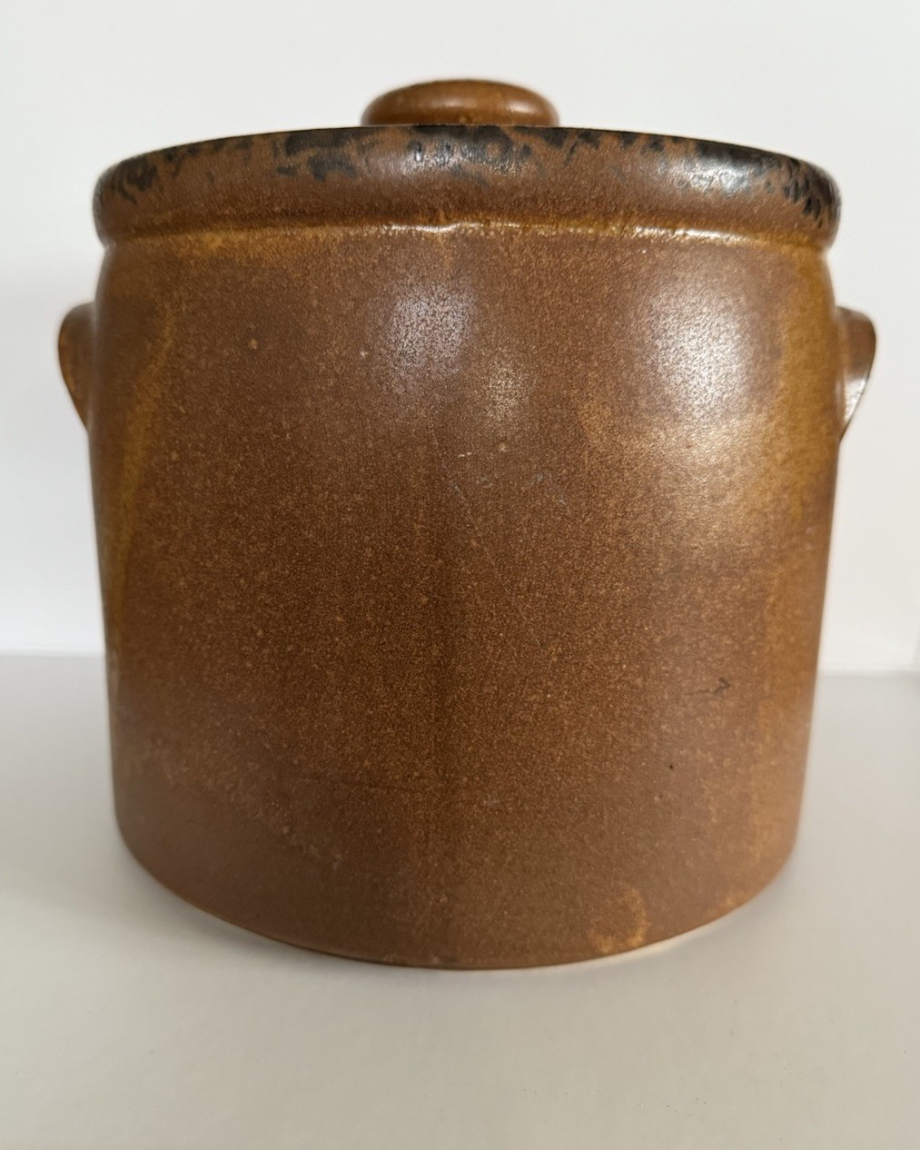 McCoy Pottery Bean Pot Cookie Jar Canister 1420L Lid Vintage USA Brown Vintage