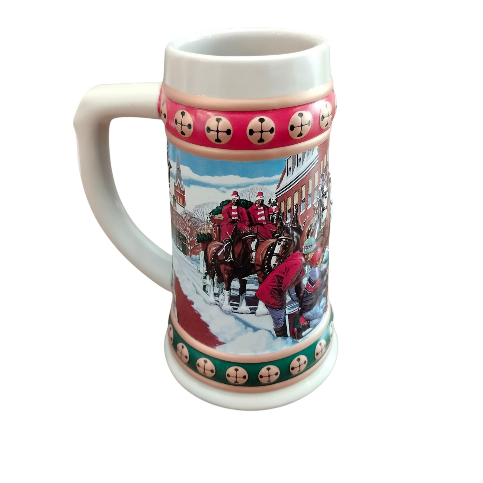 Vintage Budweiser Hometown Holiday Beer Stein Mug Clydesdales Anheuser-Busch